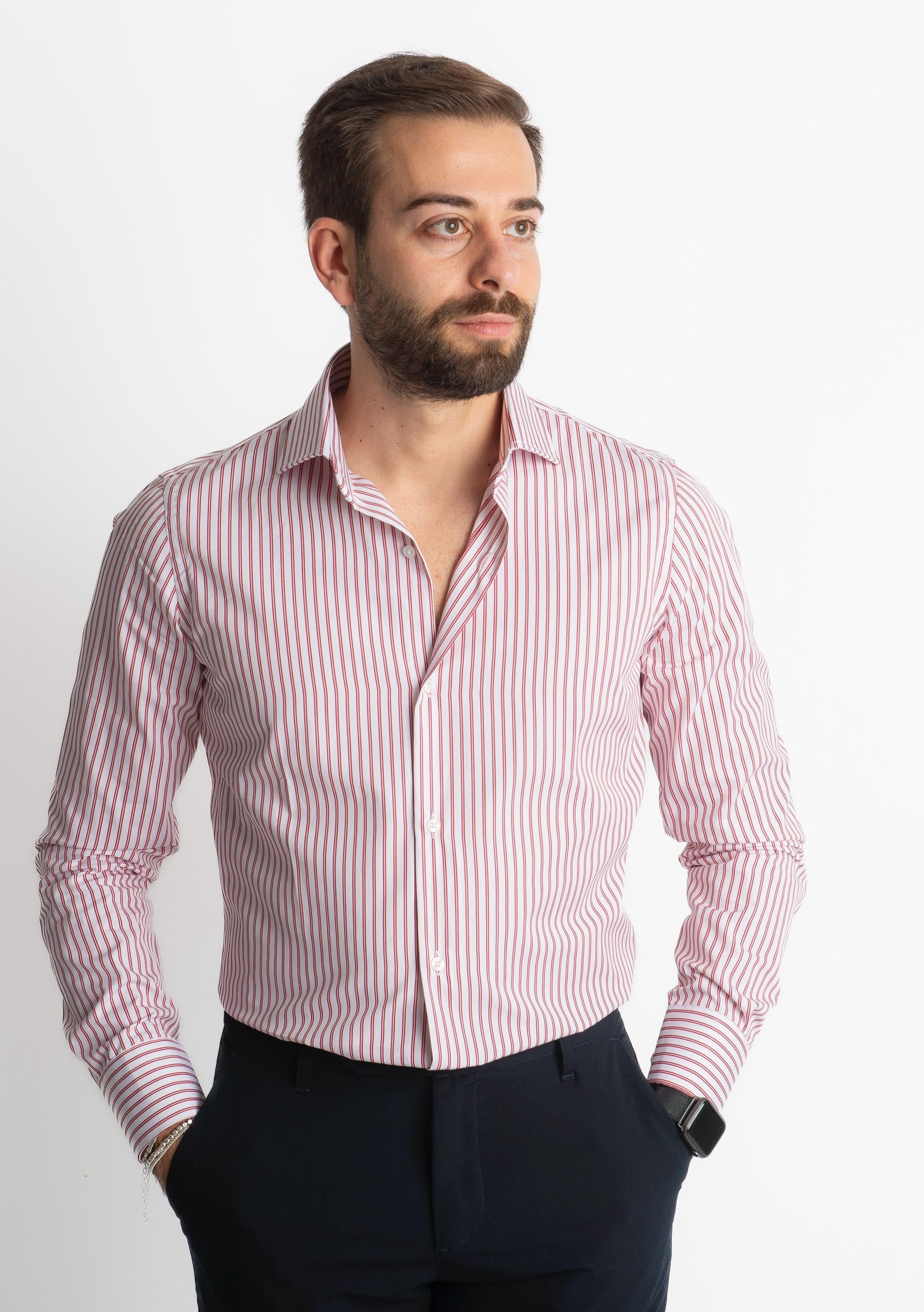 Camicia Old Money 4231 Riga Bordeux