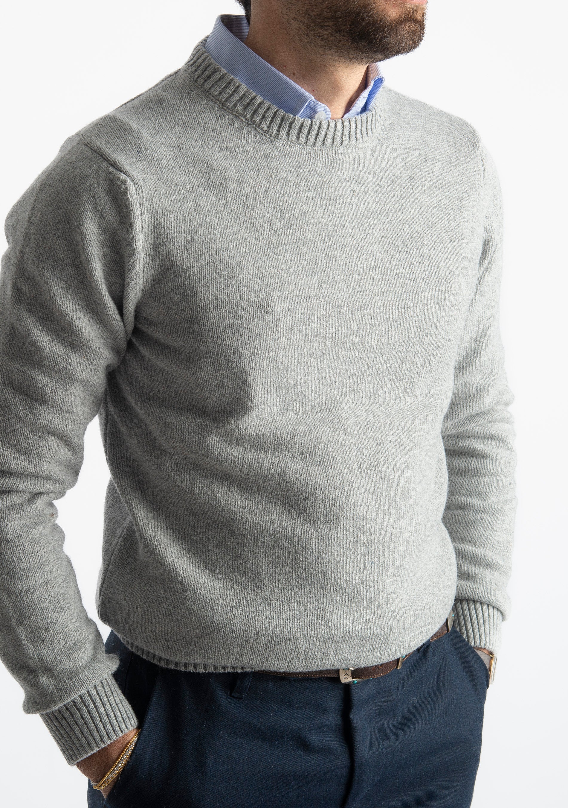 Maglione Girocollo Cortina In Lana Grigio