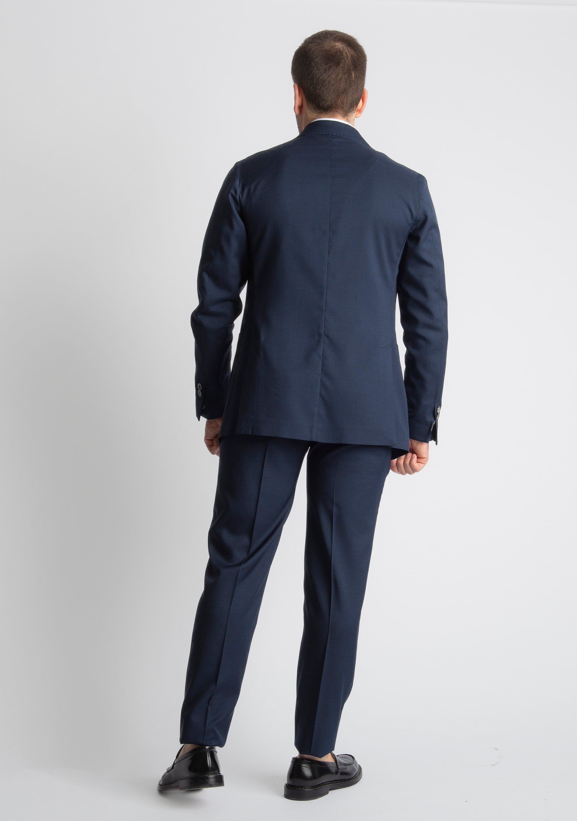 Abito Fresco Lana Mono Petto Grisaglia Blu