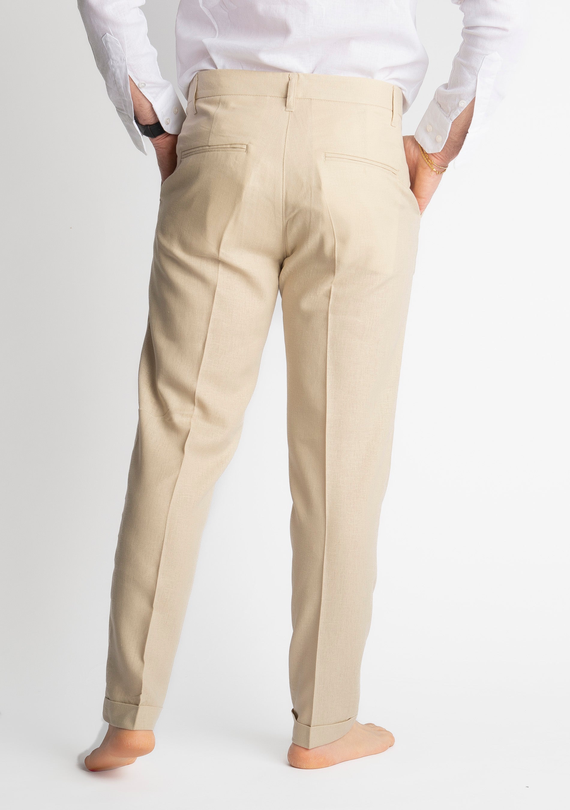 Pantalone TO8008 Miller in Lino Beige