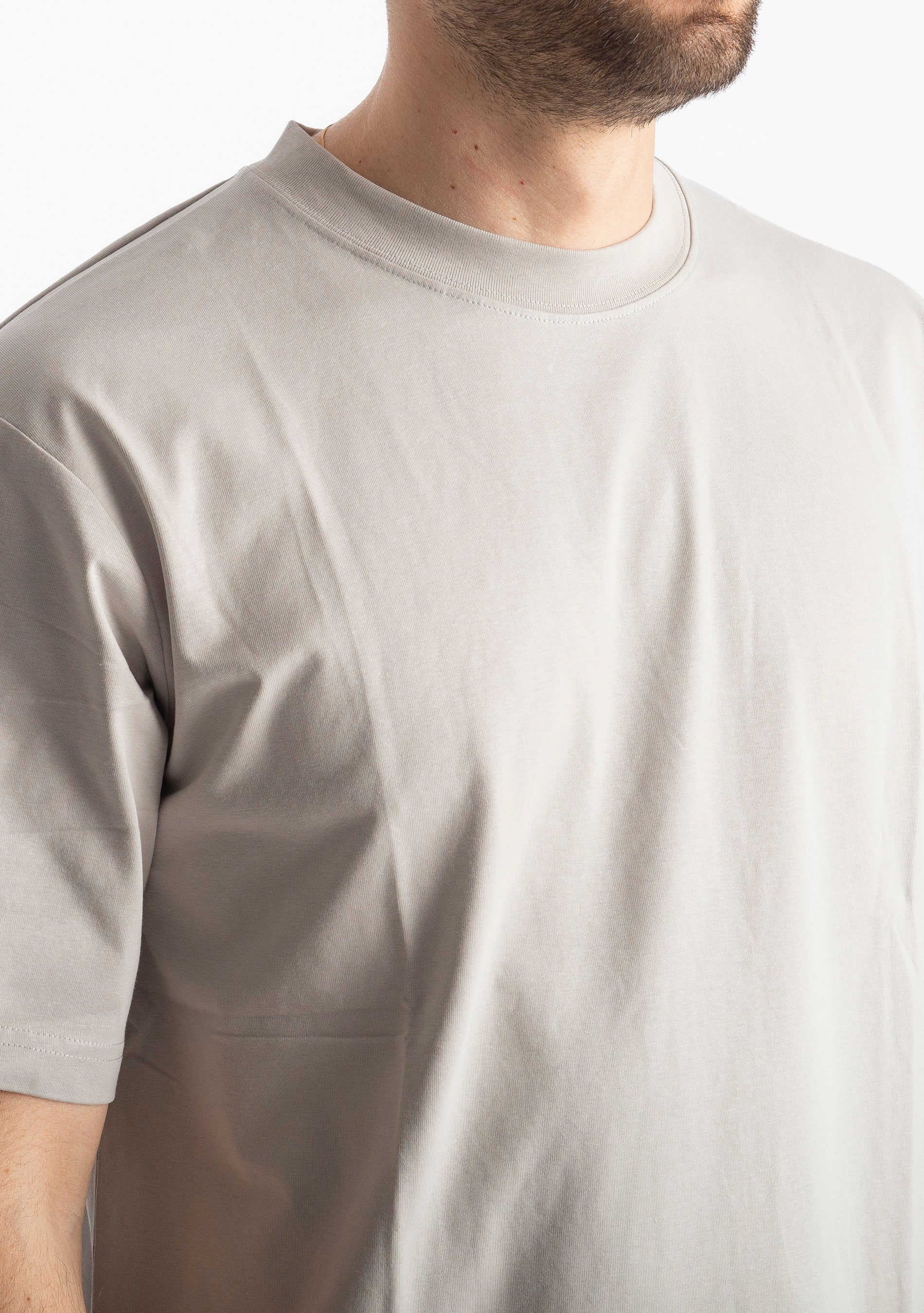 T-shirt Regular in Cotone Grigio Chiaro