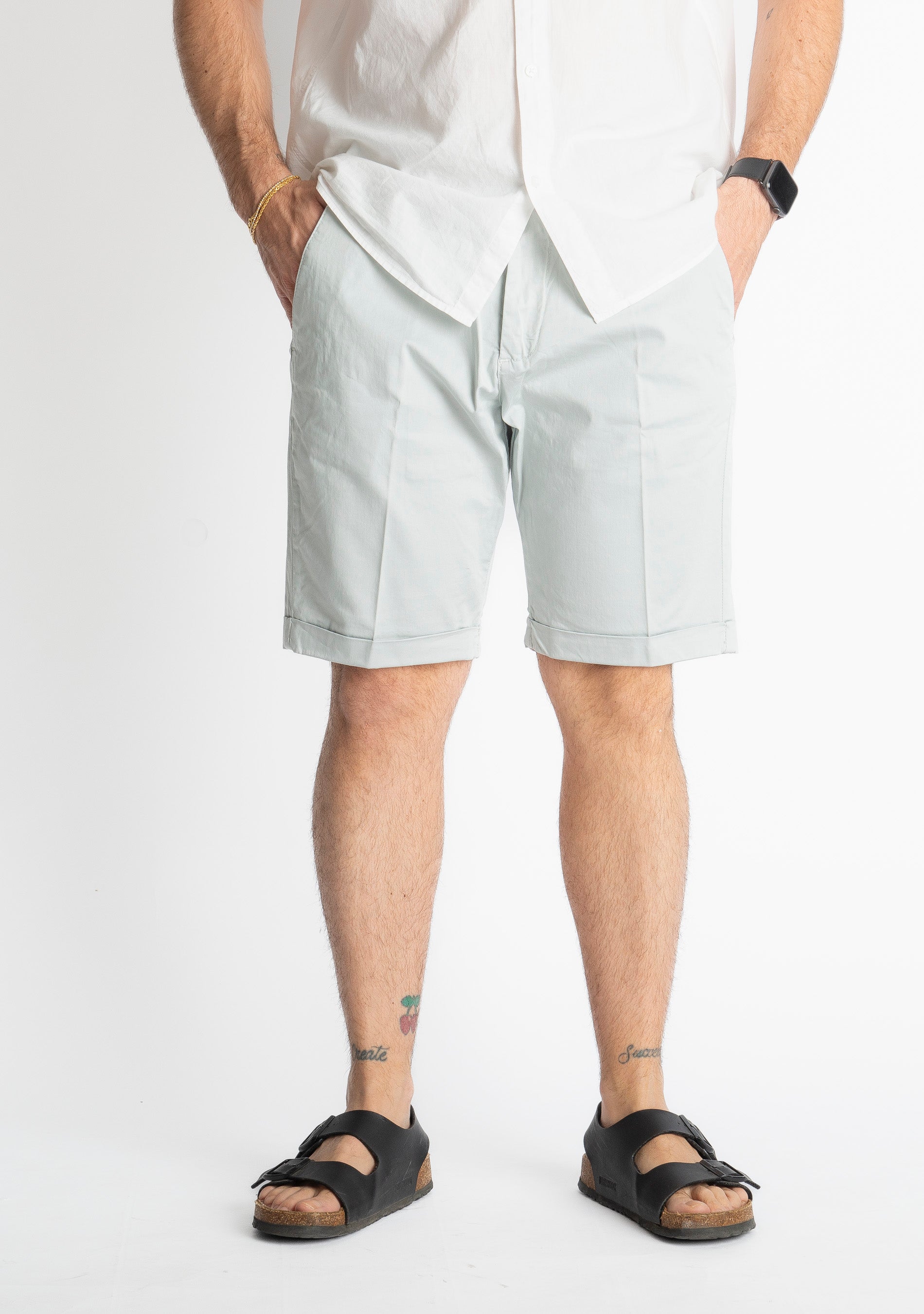 Bermuda Raso Cotone Grigio Perla