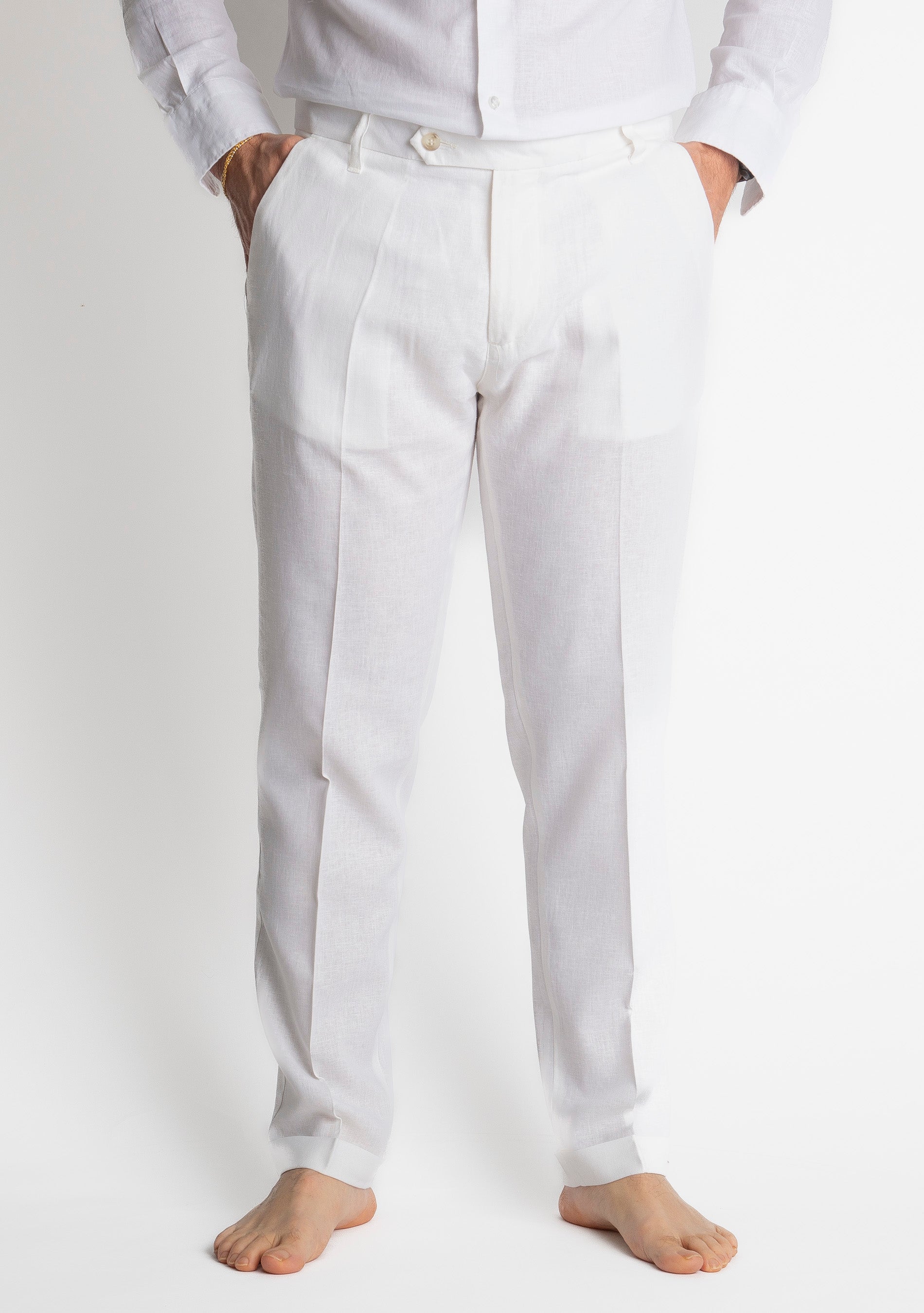 Pantalone TO8008 Miller in Lino Bianco
