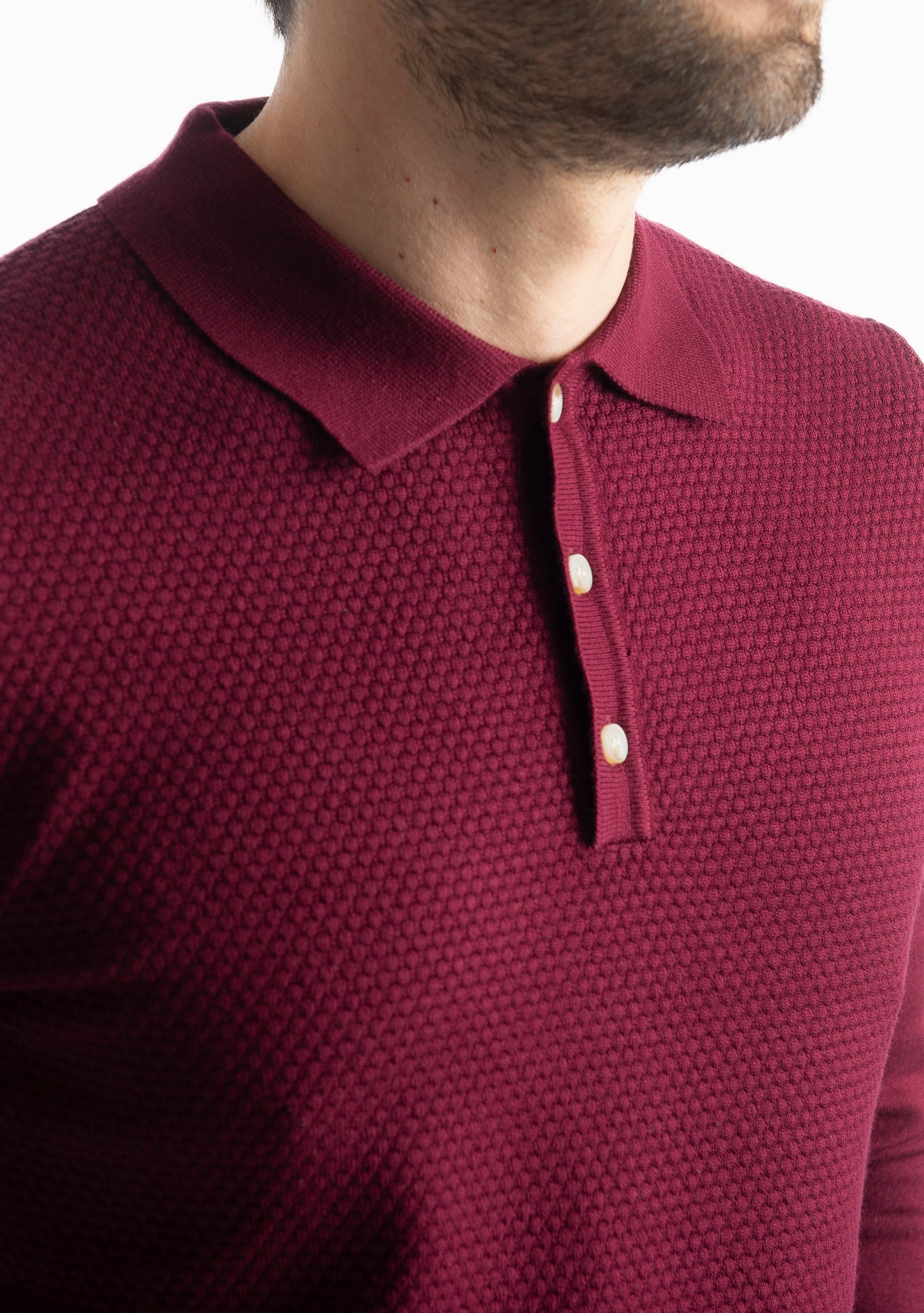 Polo in Maglia M933 Bordeaux