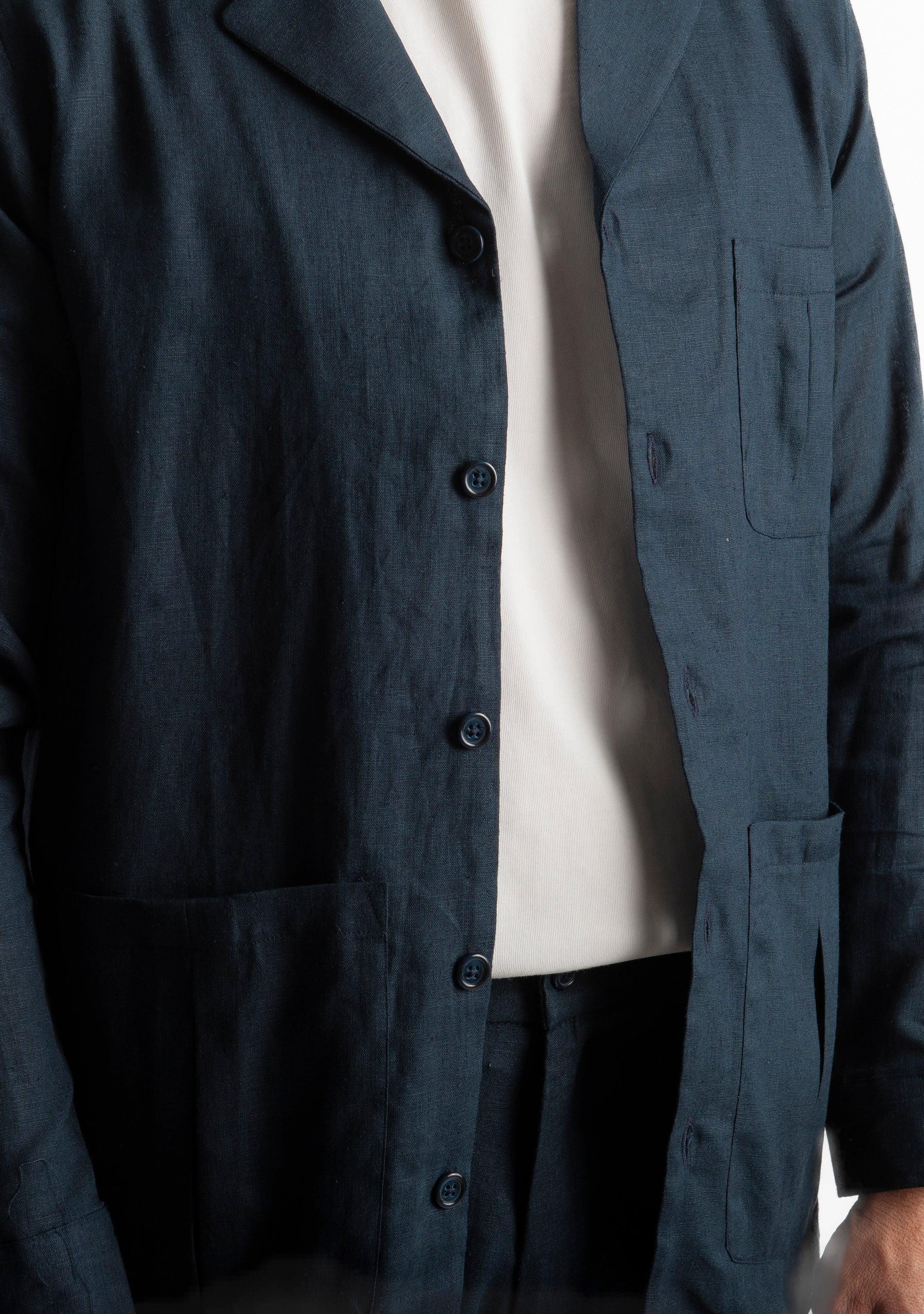 Giacca Sahariana in Lino TO1056 Blu