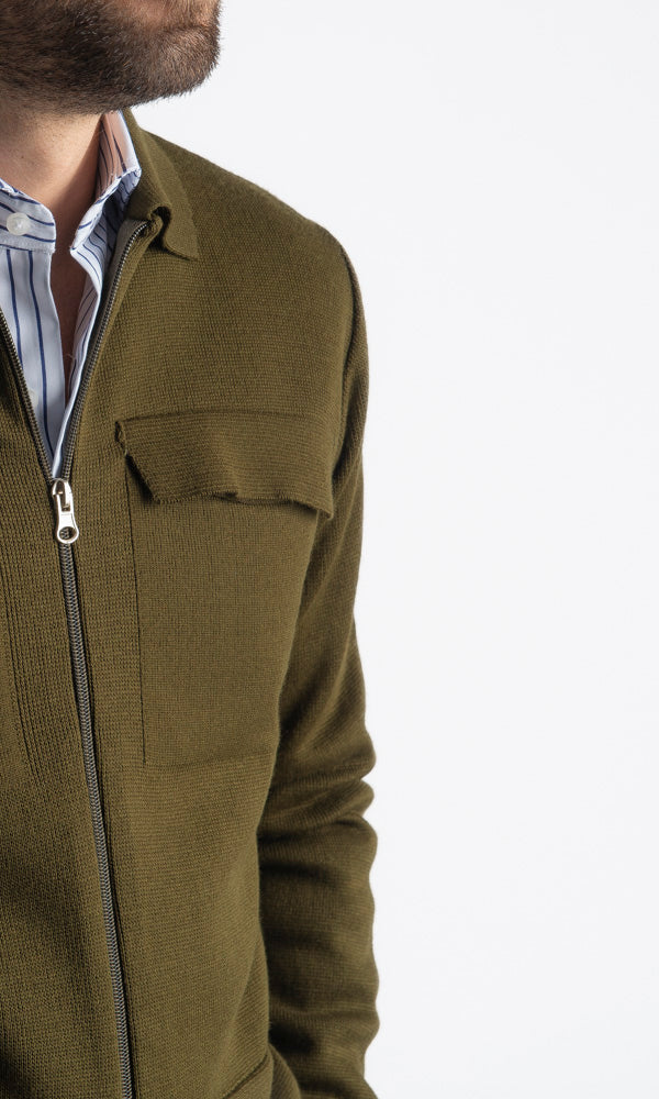 Giacca In Maglia Doppio Cursore Verde