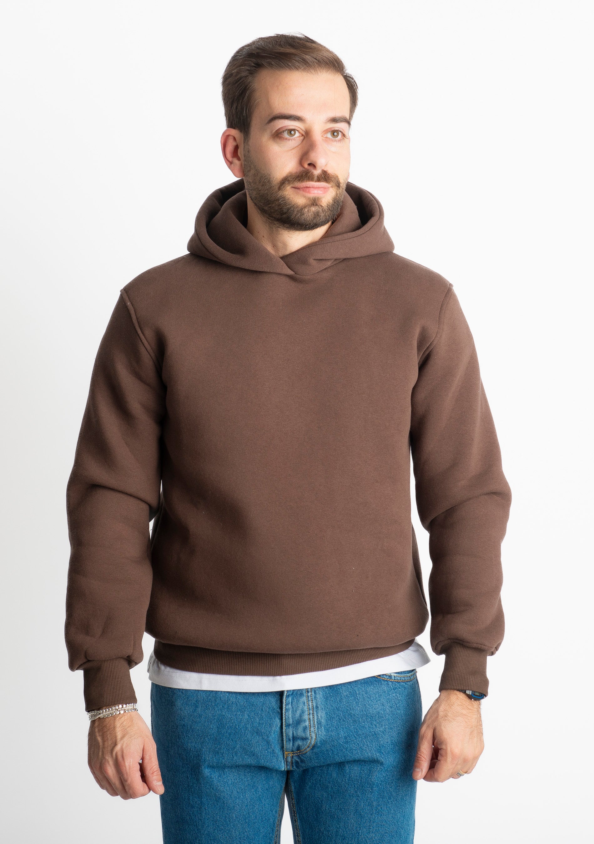 Felpa Uomo Con Cappuccio 0310 Marrone