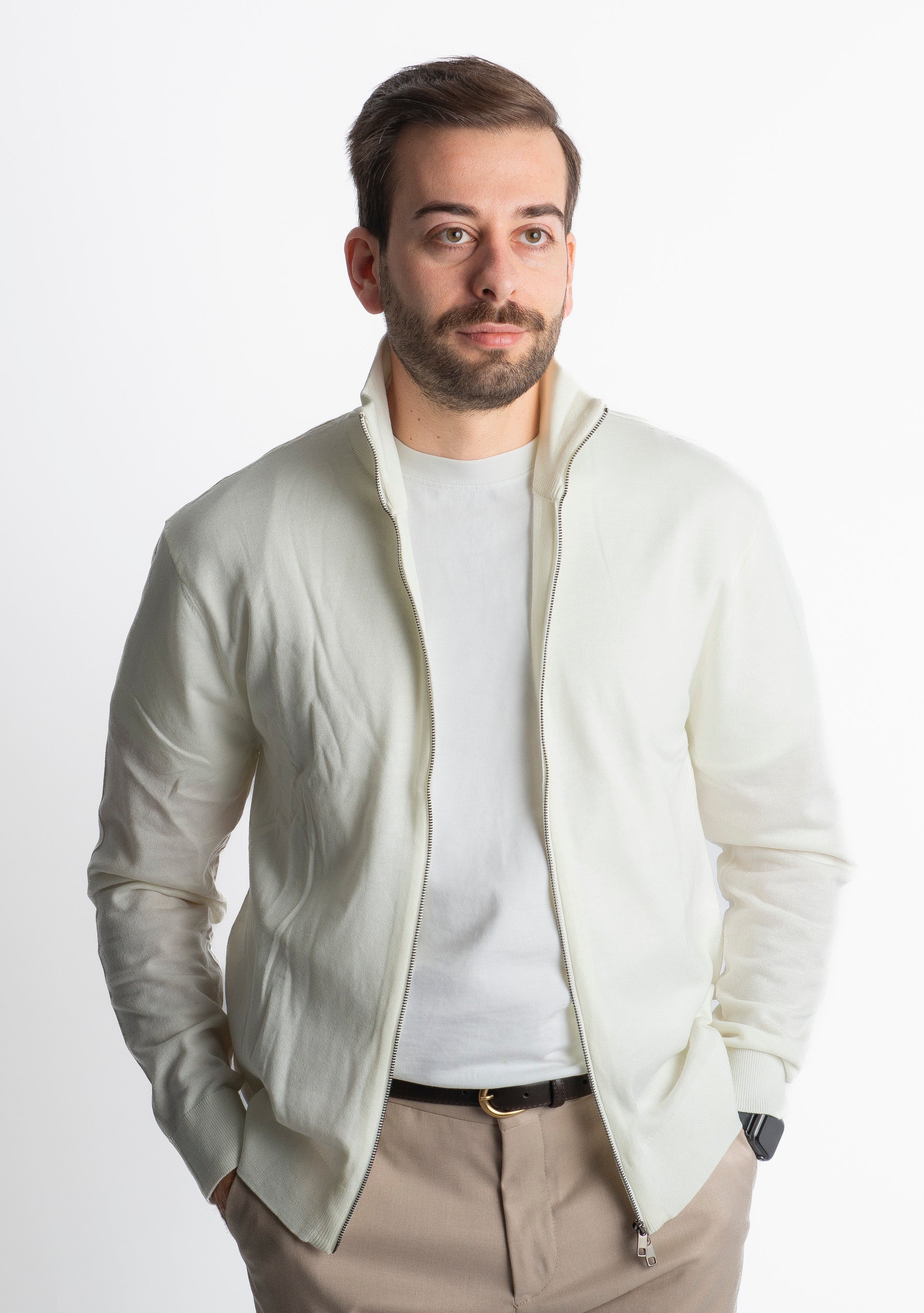 Cardigan Full Zip IT007 Panna