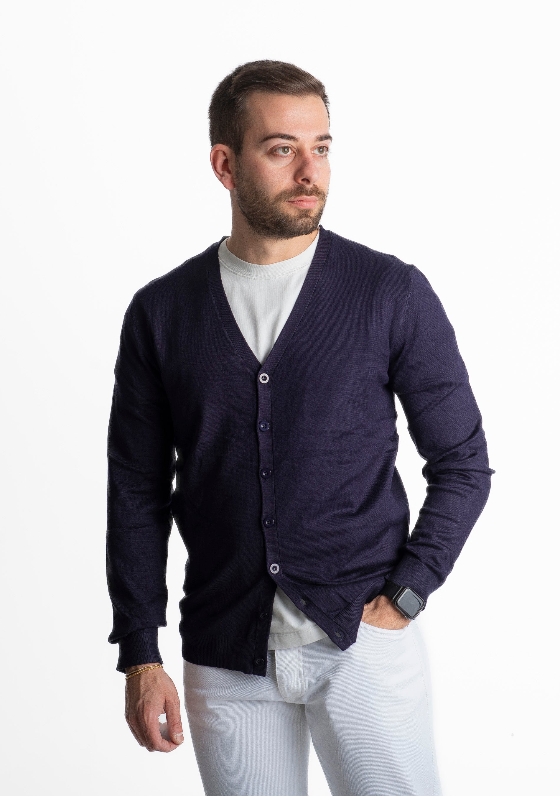 Cardigan Bottoni 01 Blu