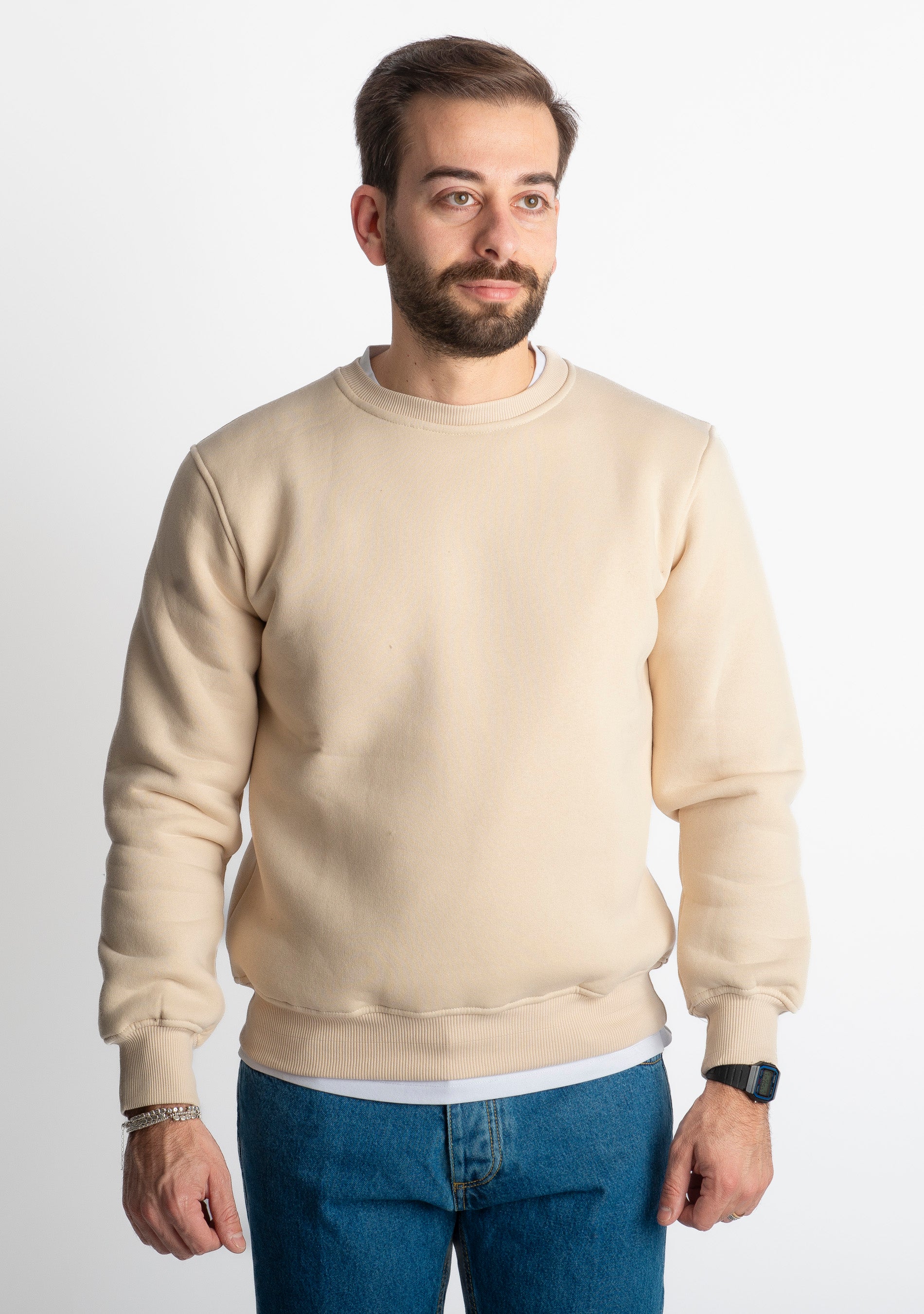 Felpa Uomo Girocollo 0310 Beige