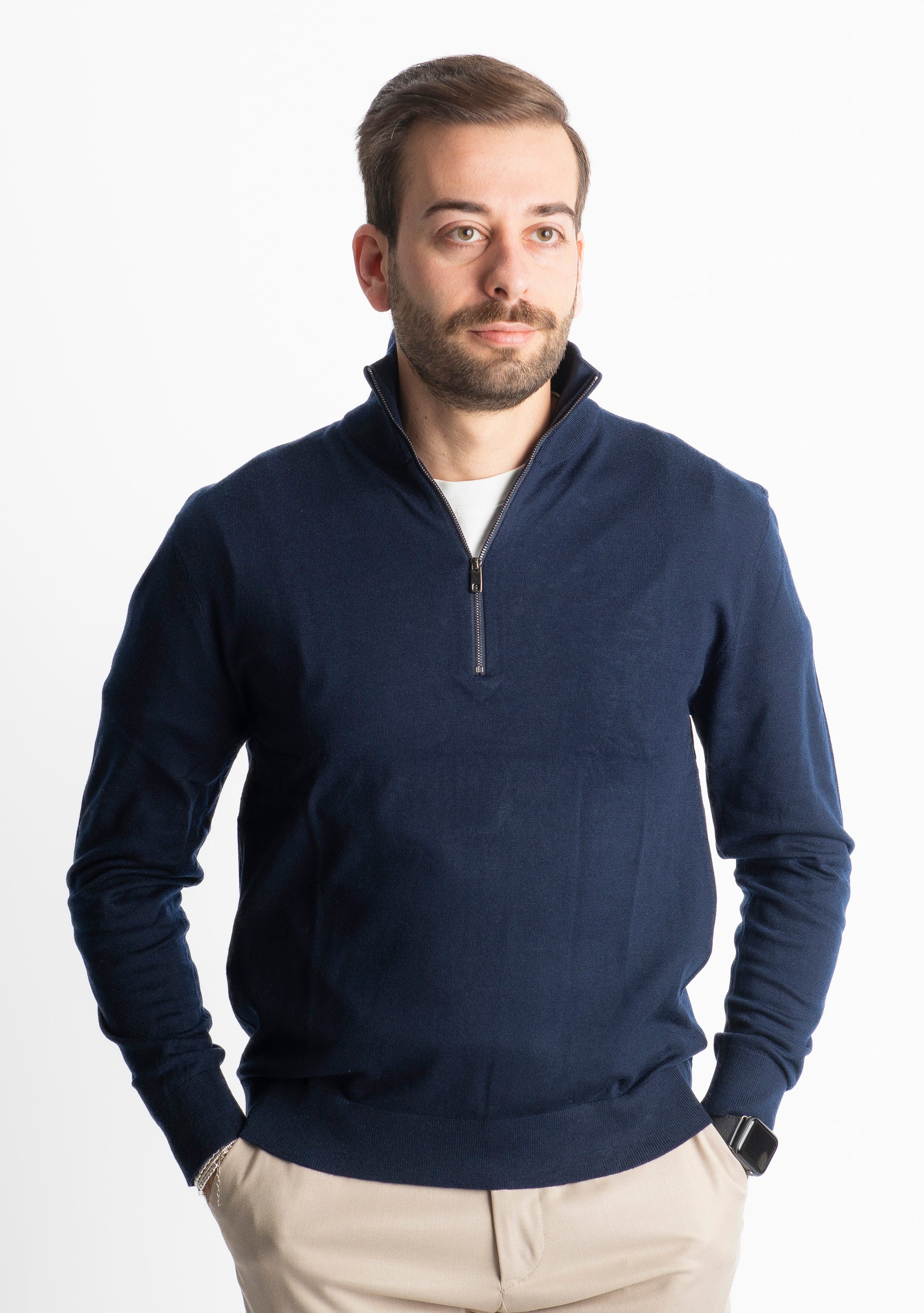 Lupetto Mezza Zip IT006 Blu