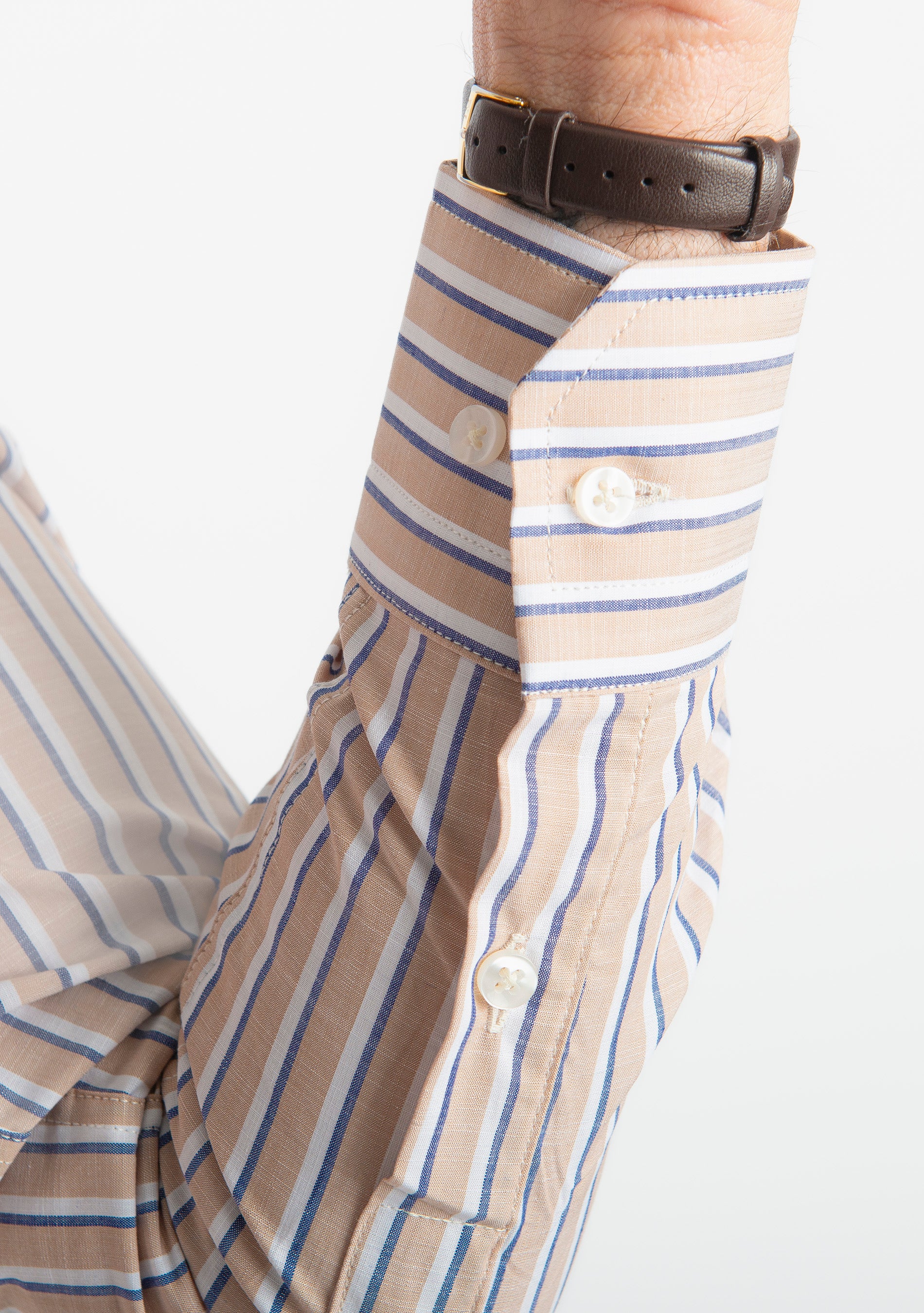 Camicia Fondo Beige Rigo Blu/Bianco