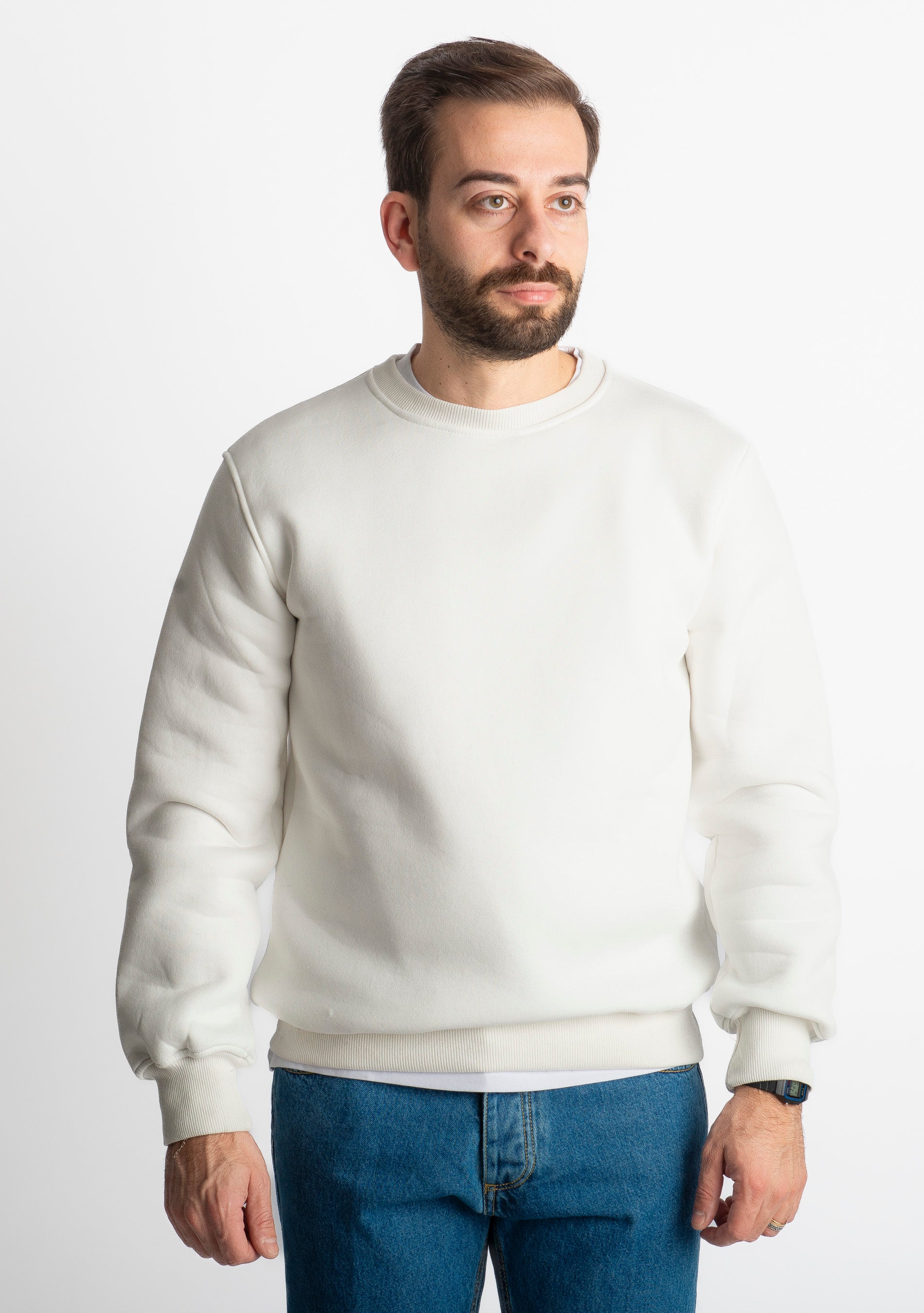 Felpa Uomo Girocollo 0310 Bianca