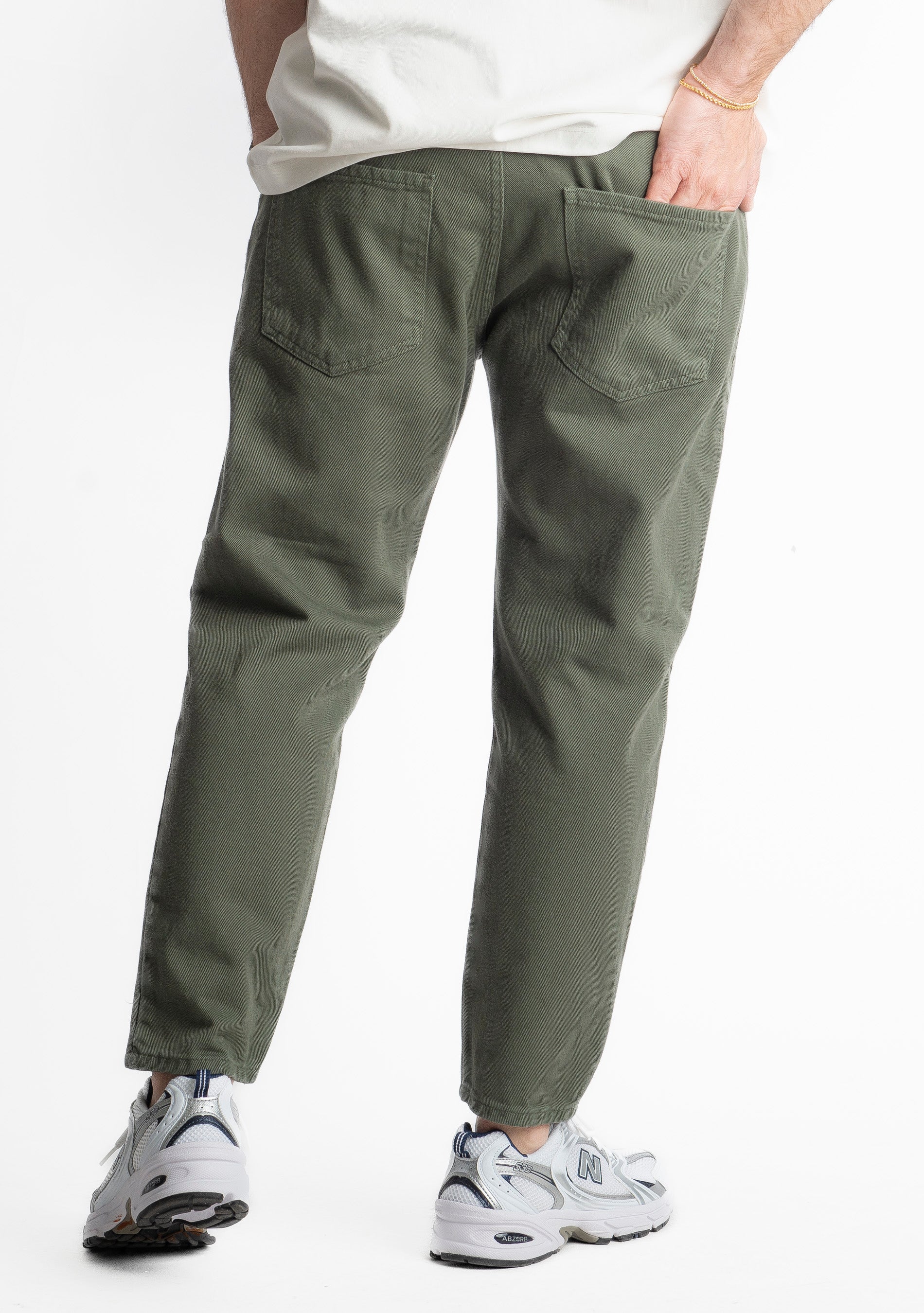 Jeans Uomo Carrot Fit Verde