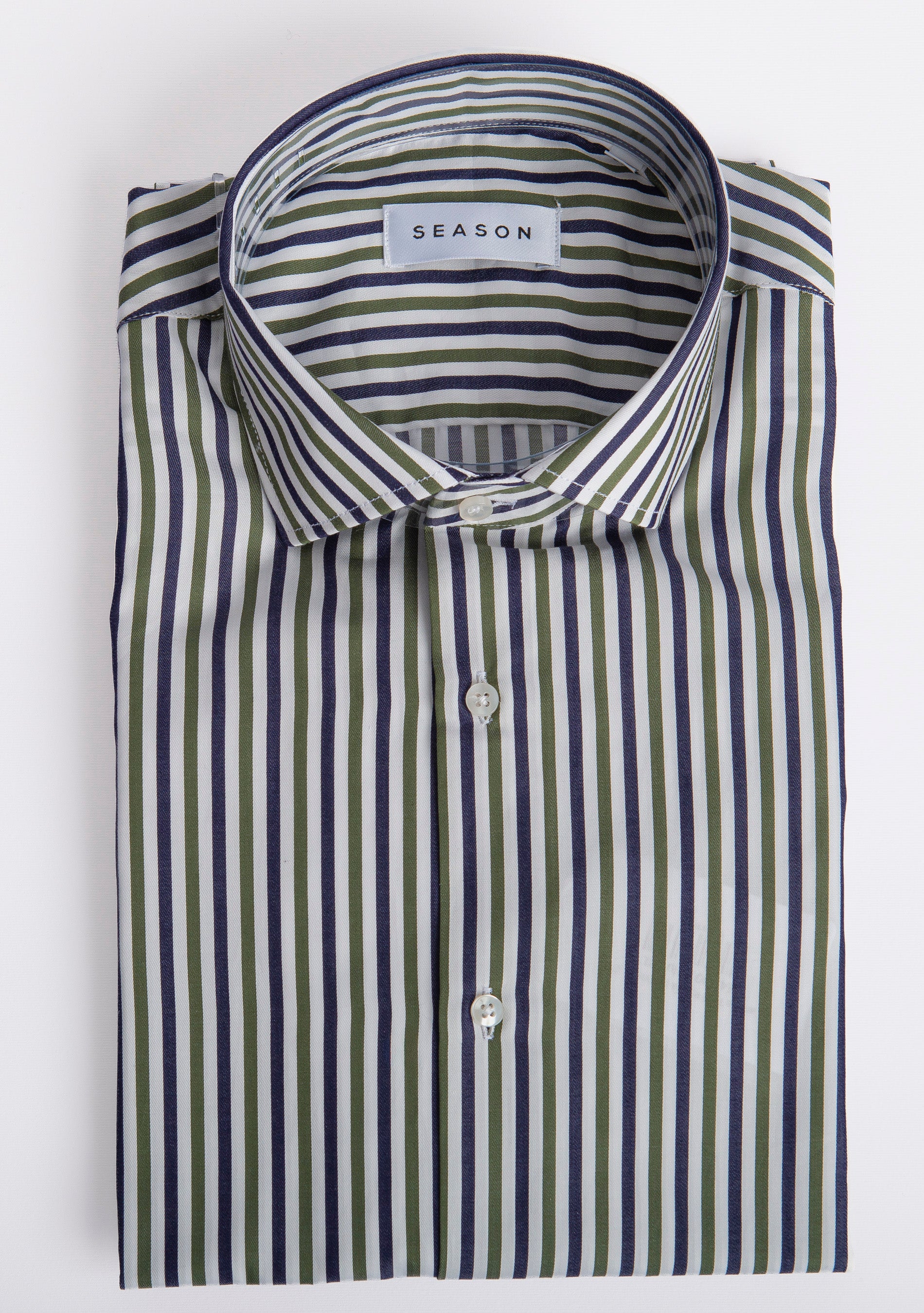 Camicia Twill Rigata Blu/Verde 295