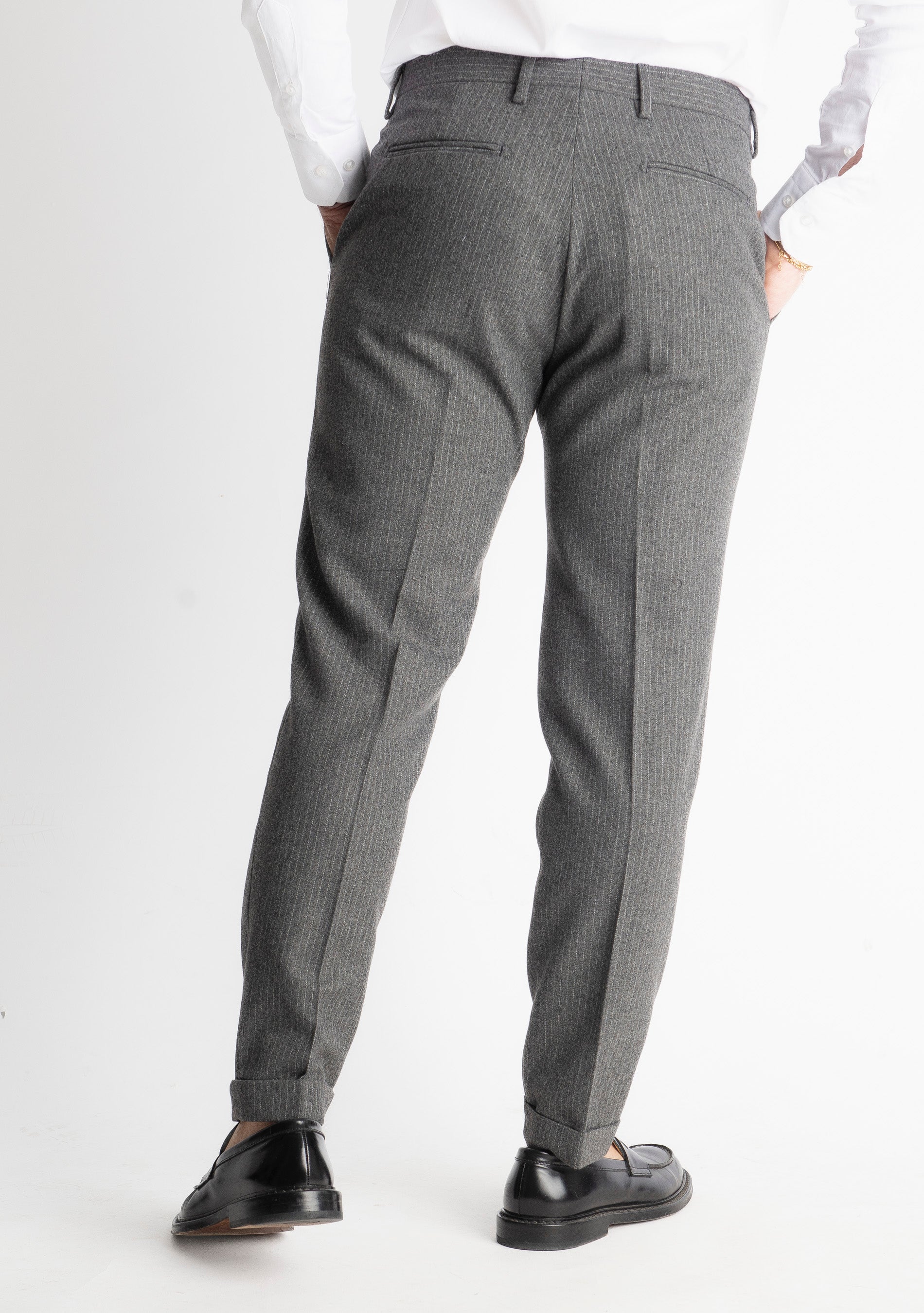 Pantalone TO8011 Wool Rigato Grigio