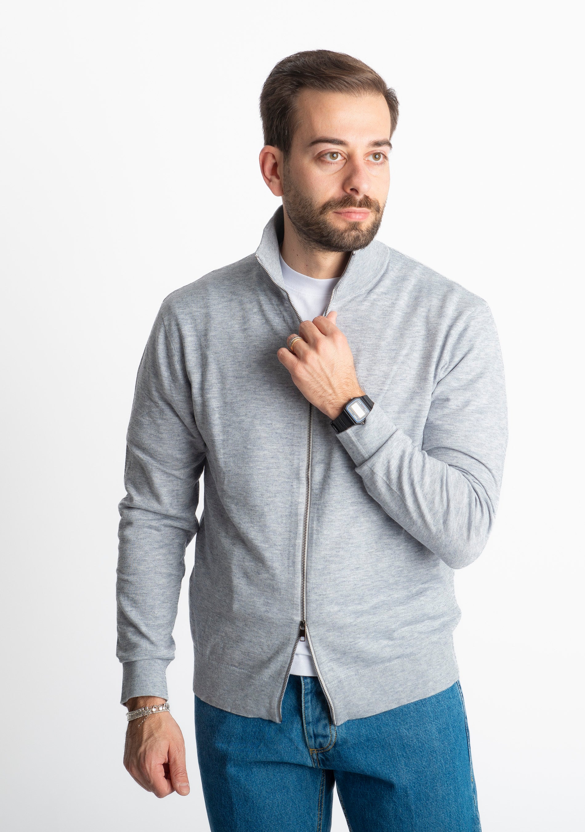 Cardigan Full Zip IT007 Grigio