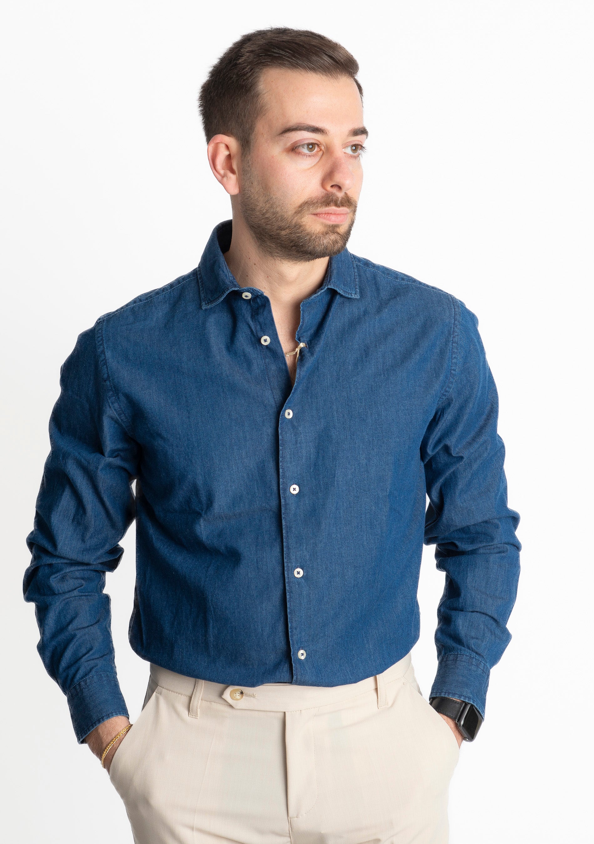 Camicia Denim Officine Borboniche Blu Scuro