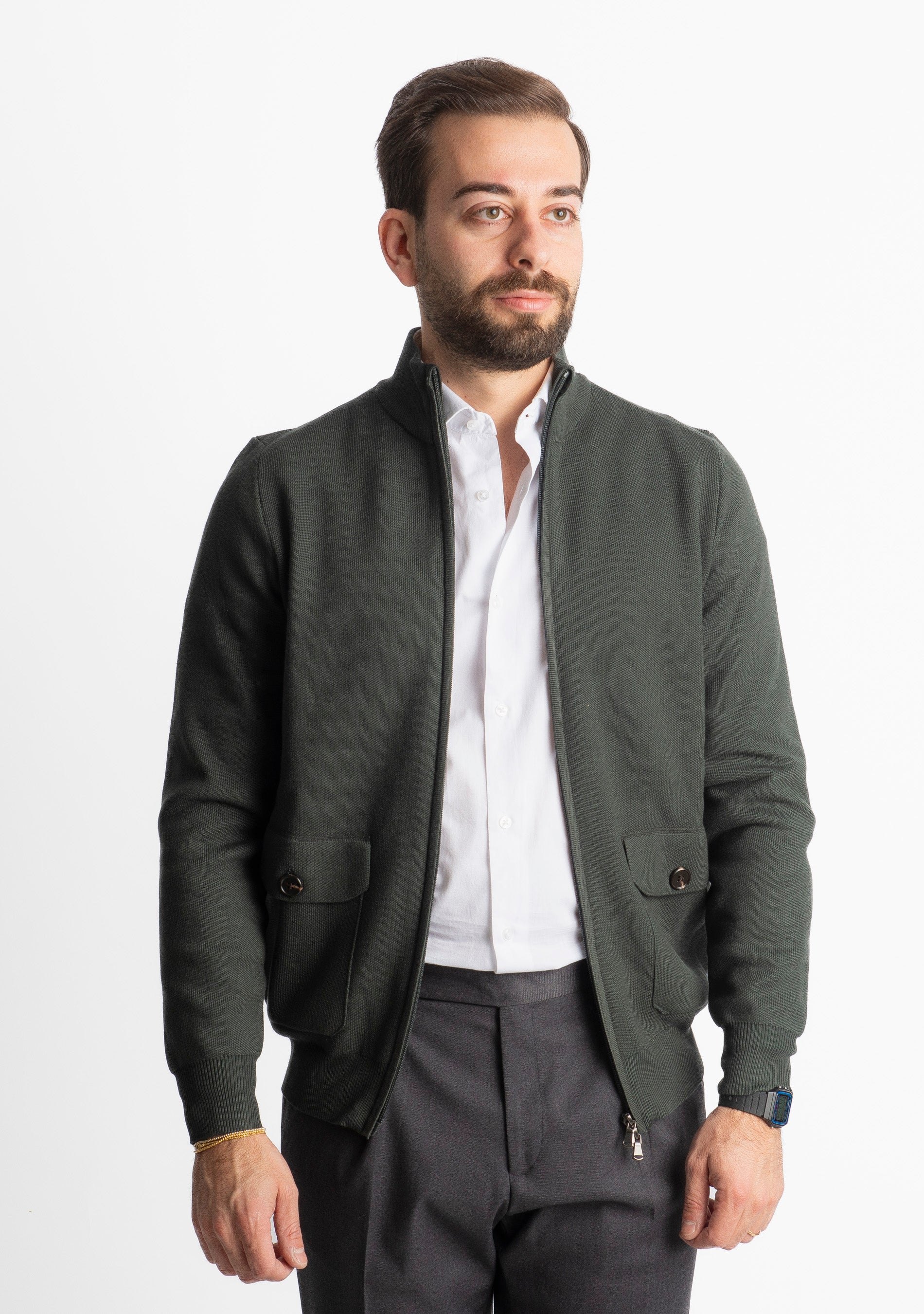 Cardigan Con Zip 251167 Verde