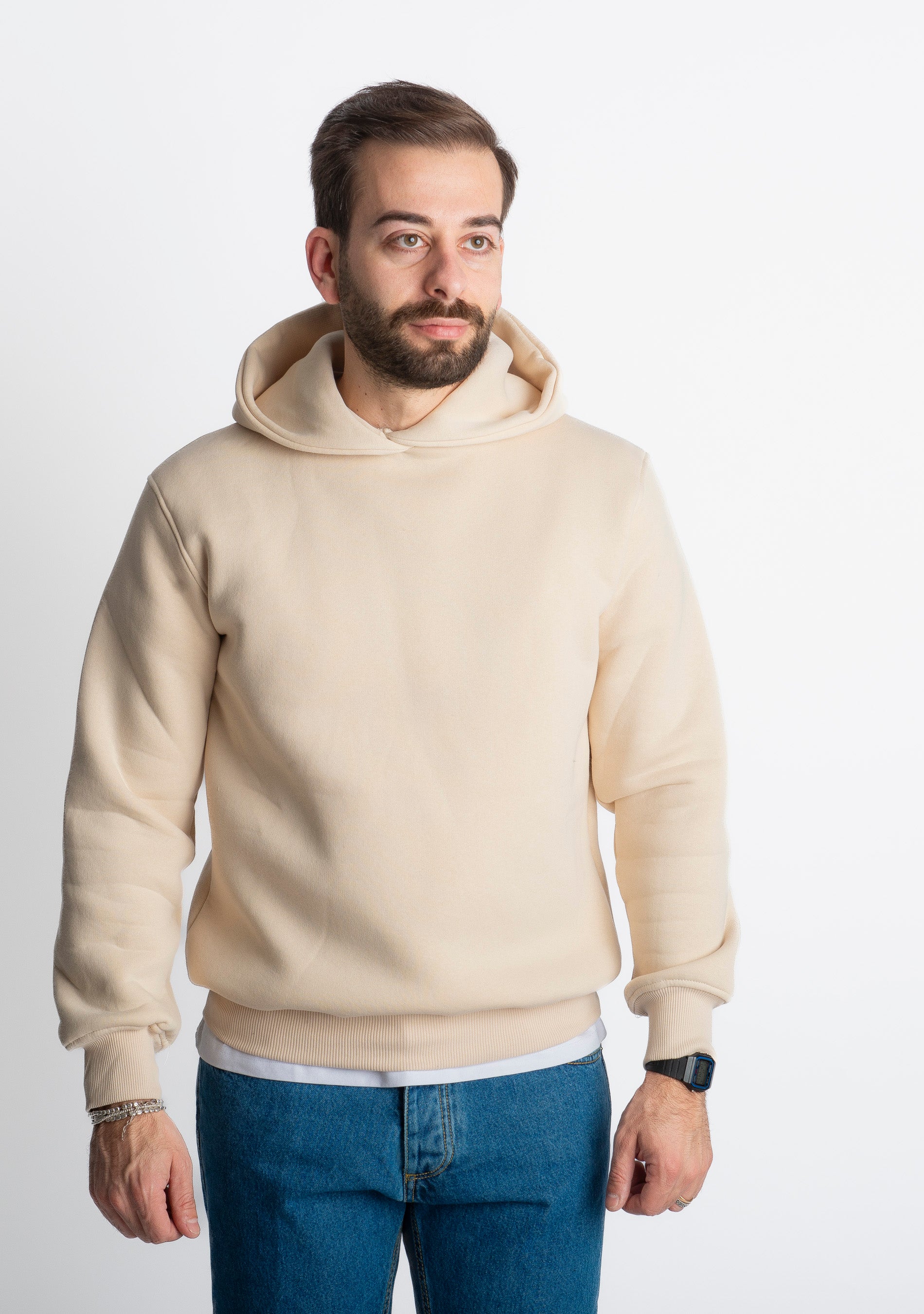 Felpa Uomo Con Cappuccio 0310 Beige