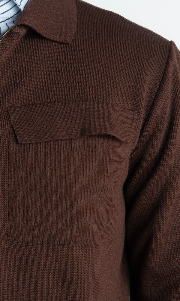 Giacca In Maglia Doppio Cursore Moro