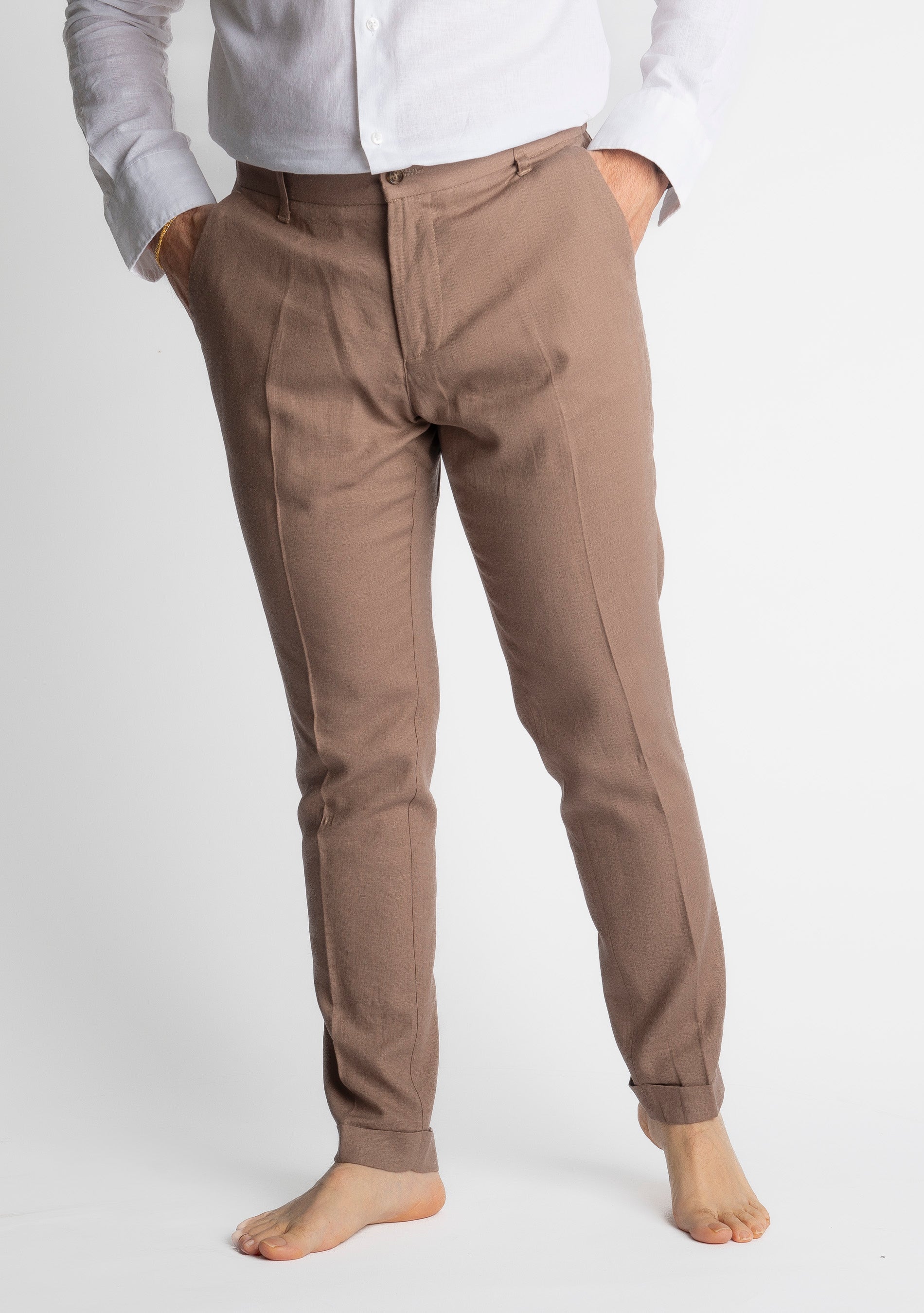 Pantalone in Lino con Elastico TO8007 Terra