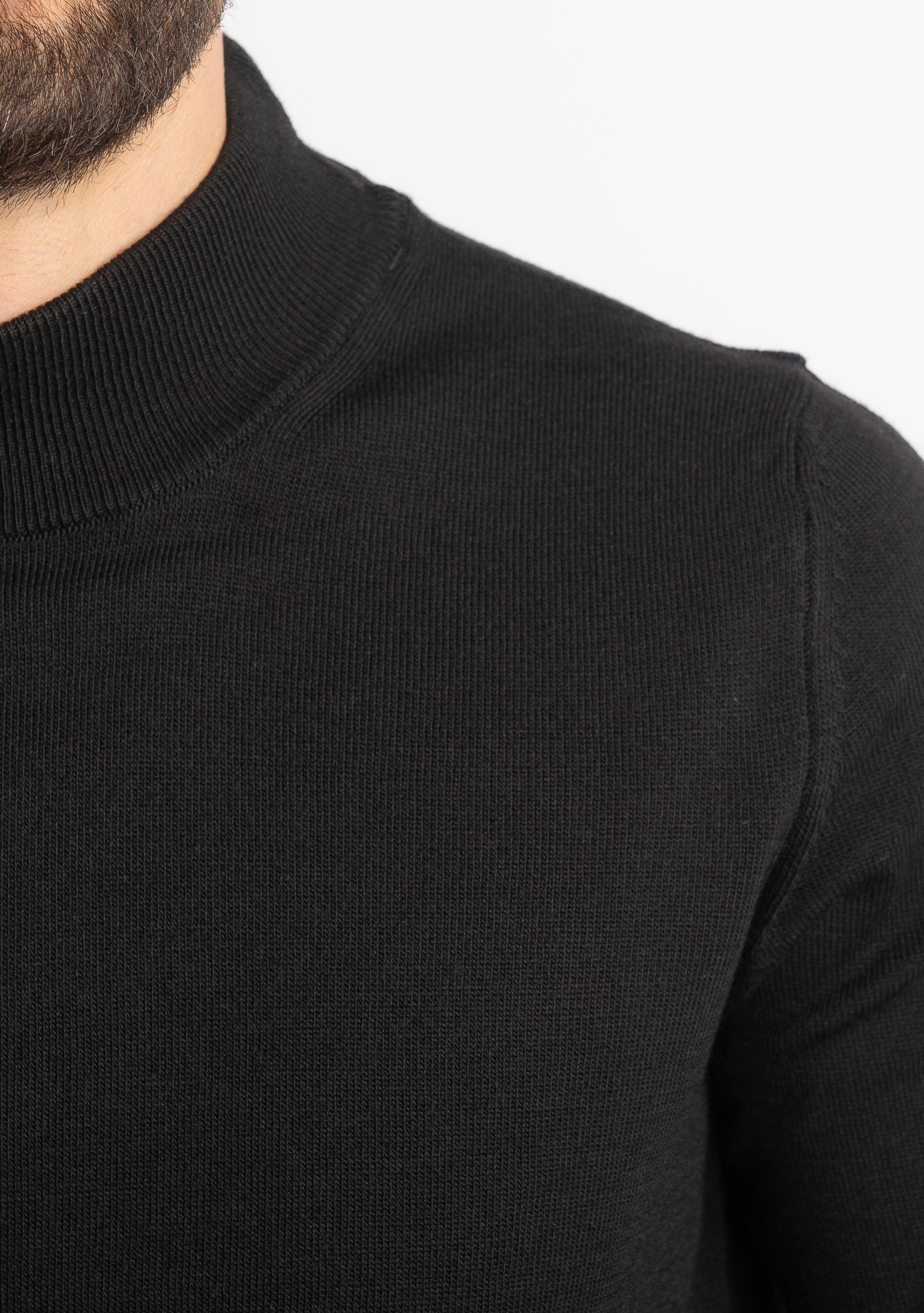 Lupetto Mezzo Collo Lana Merinos Nero