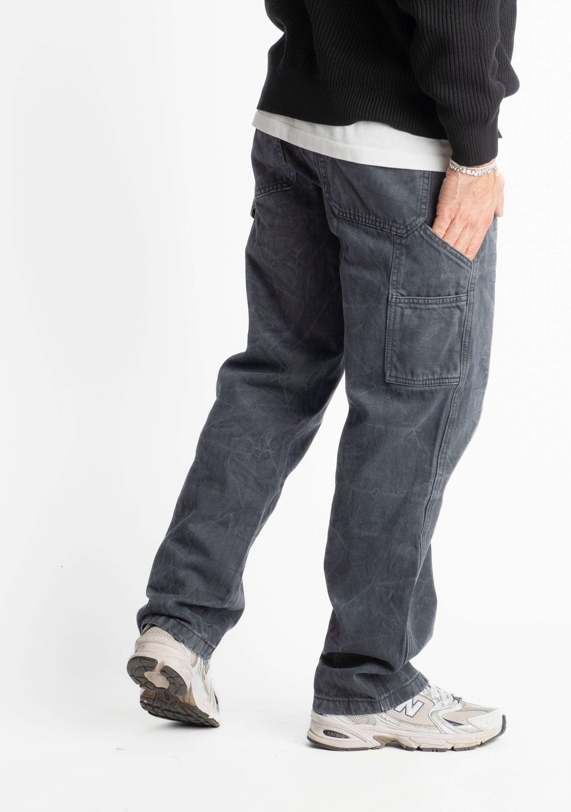 Jeans Baggy Fit Slavato Nero