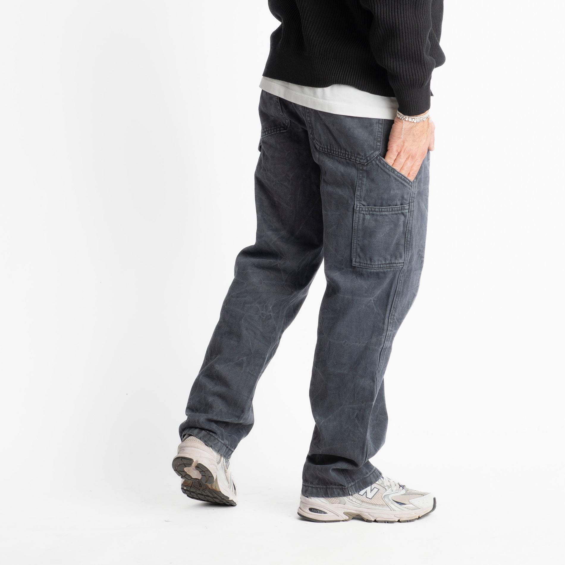 Jeans Baggy Fit Slavato Nero