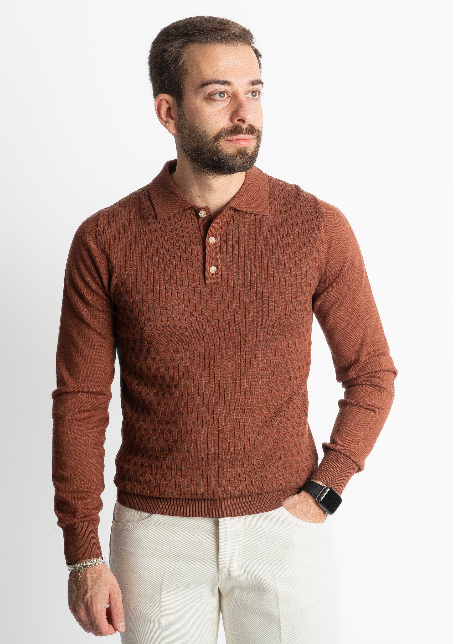 Polo in Maglia M947 Tabacco