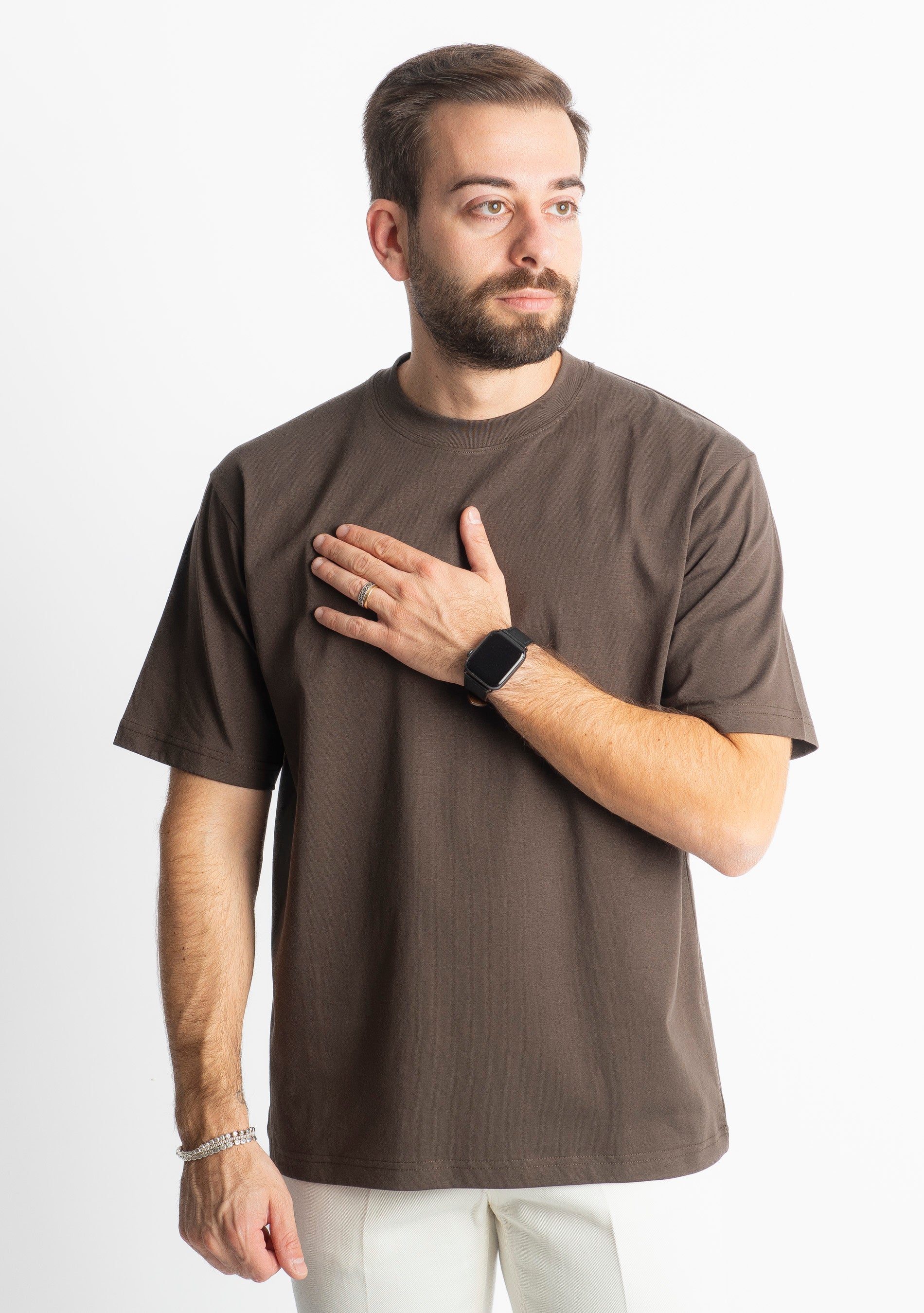 T-shirt Regular in Cotone Marrone