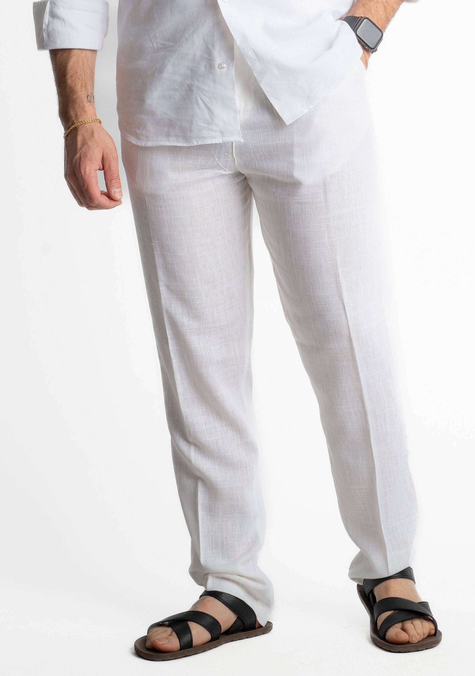Pantalone in Lino Officine Borboniche Bianco
