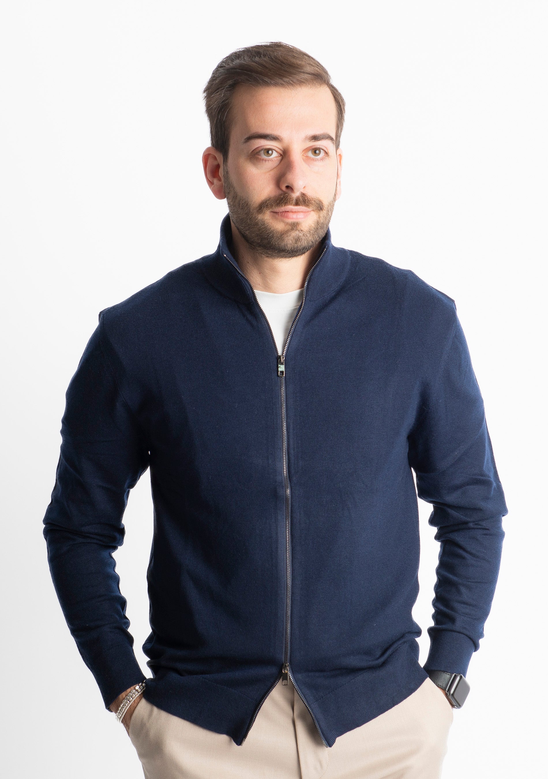 Cardigan Full Zip IT007 Blu