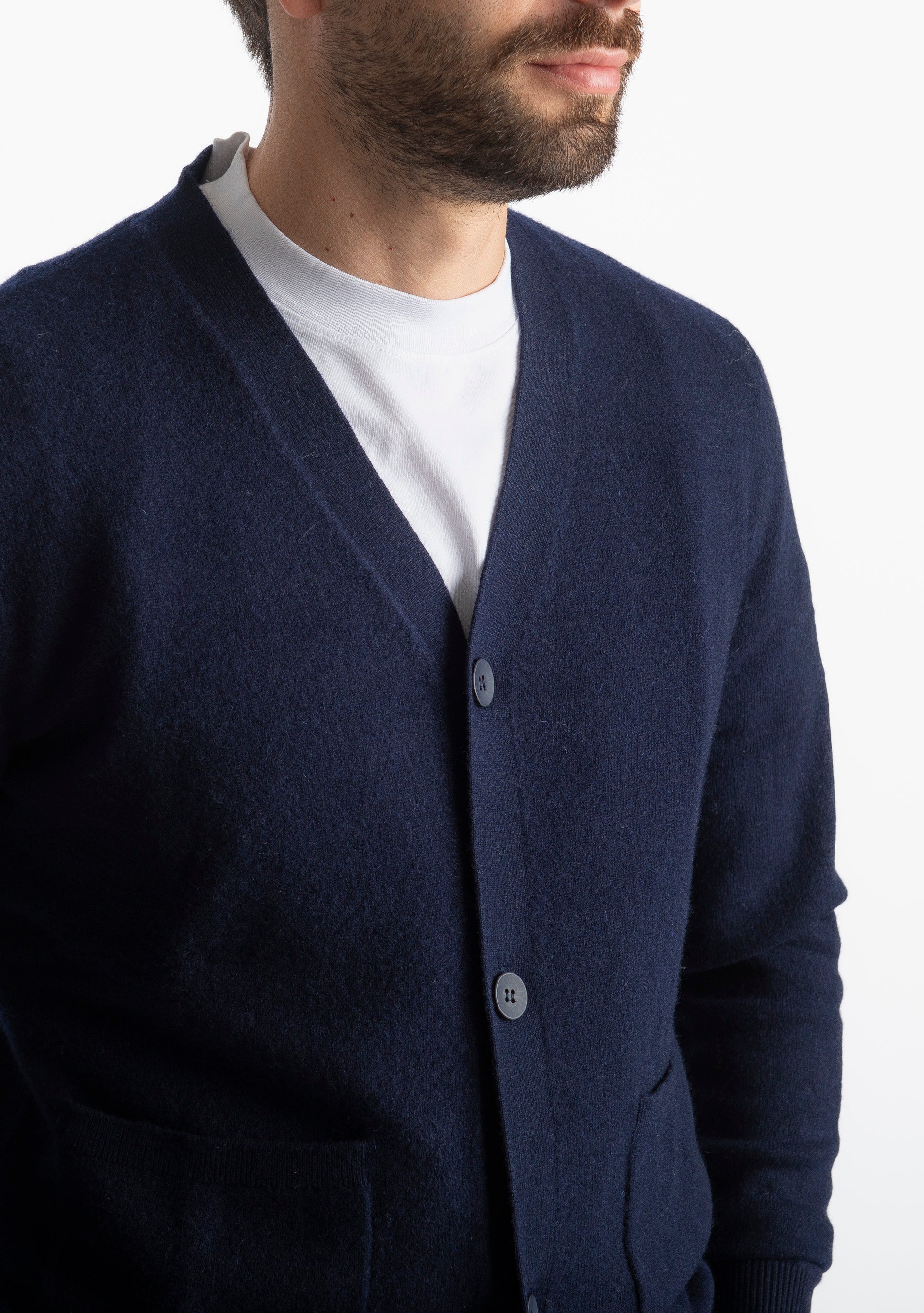 Cardigan In Cashmere CA33 Blu