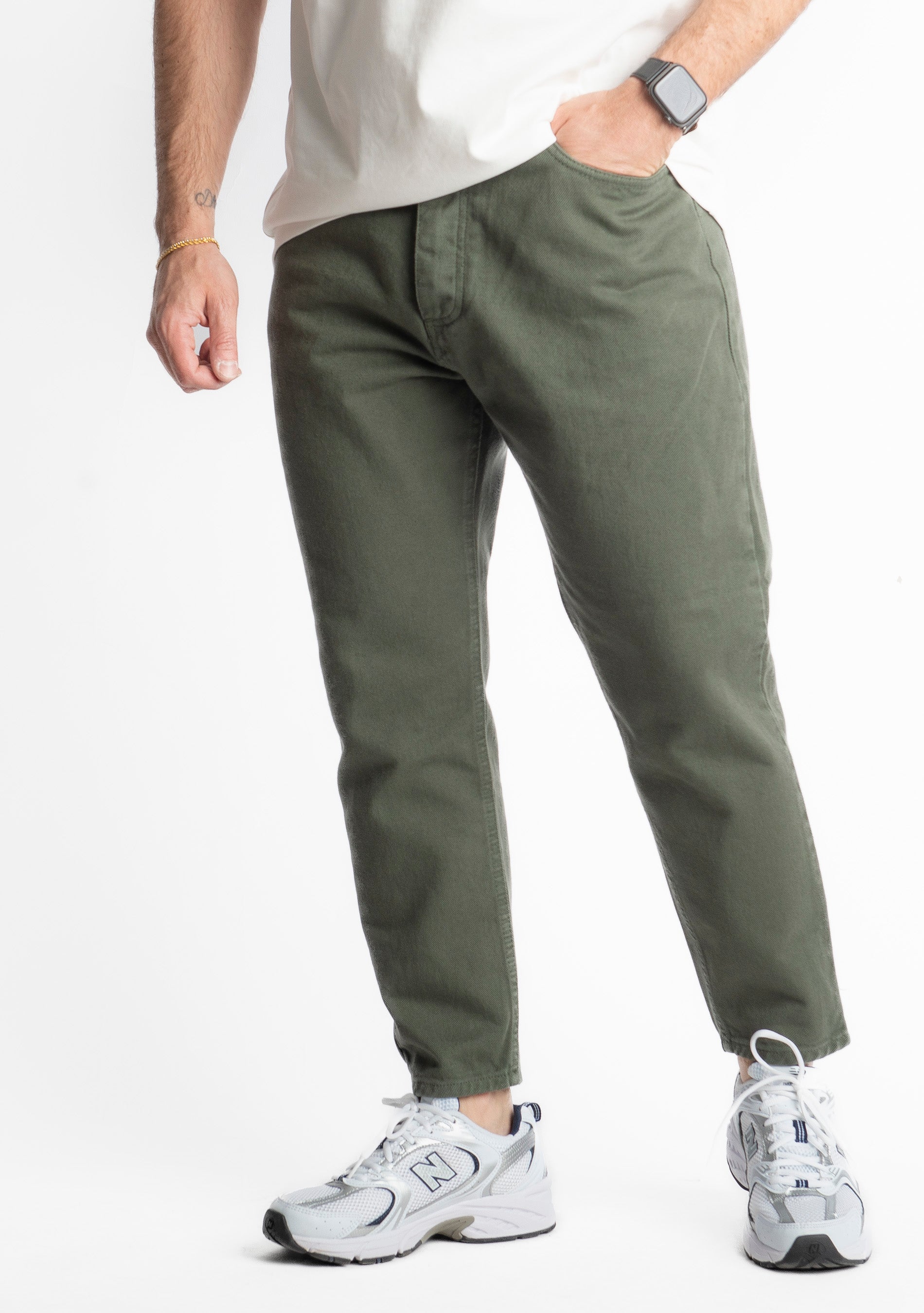 Jeans Uomo Carrot Fit Verde