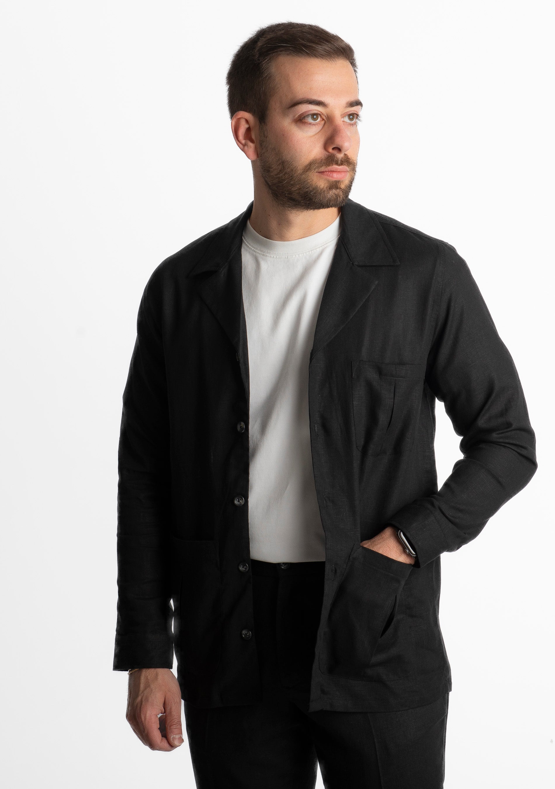 Giacca Sahariana in Lino TO1056 Nera