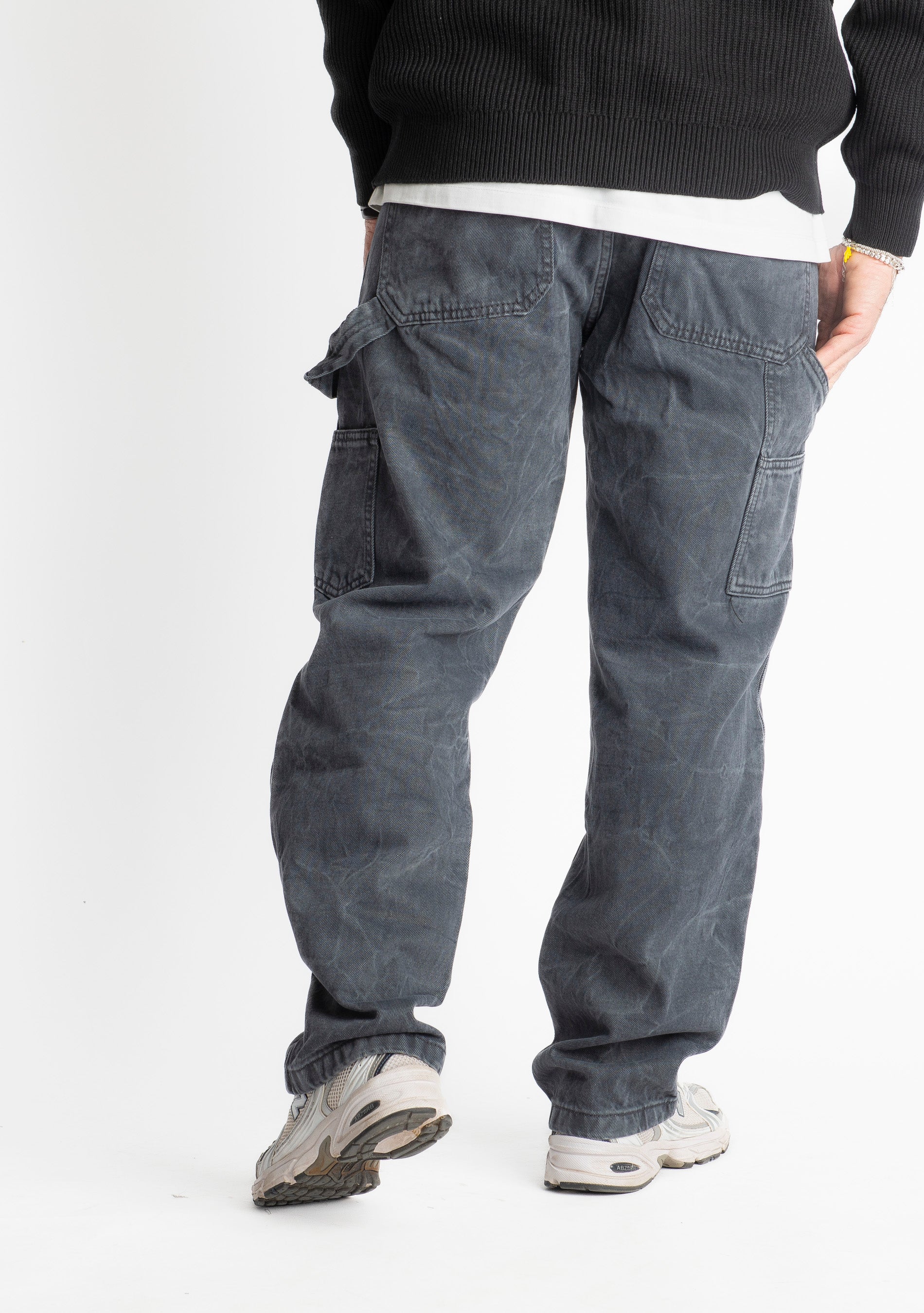Jeans Baggy Fit Slavato Nero