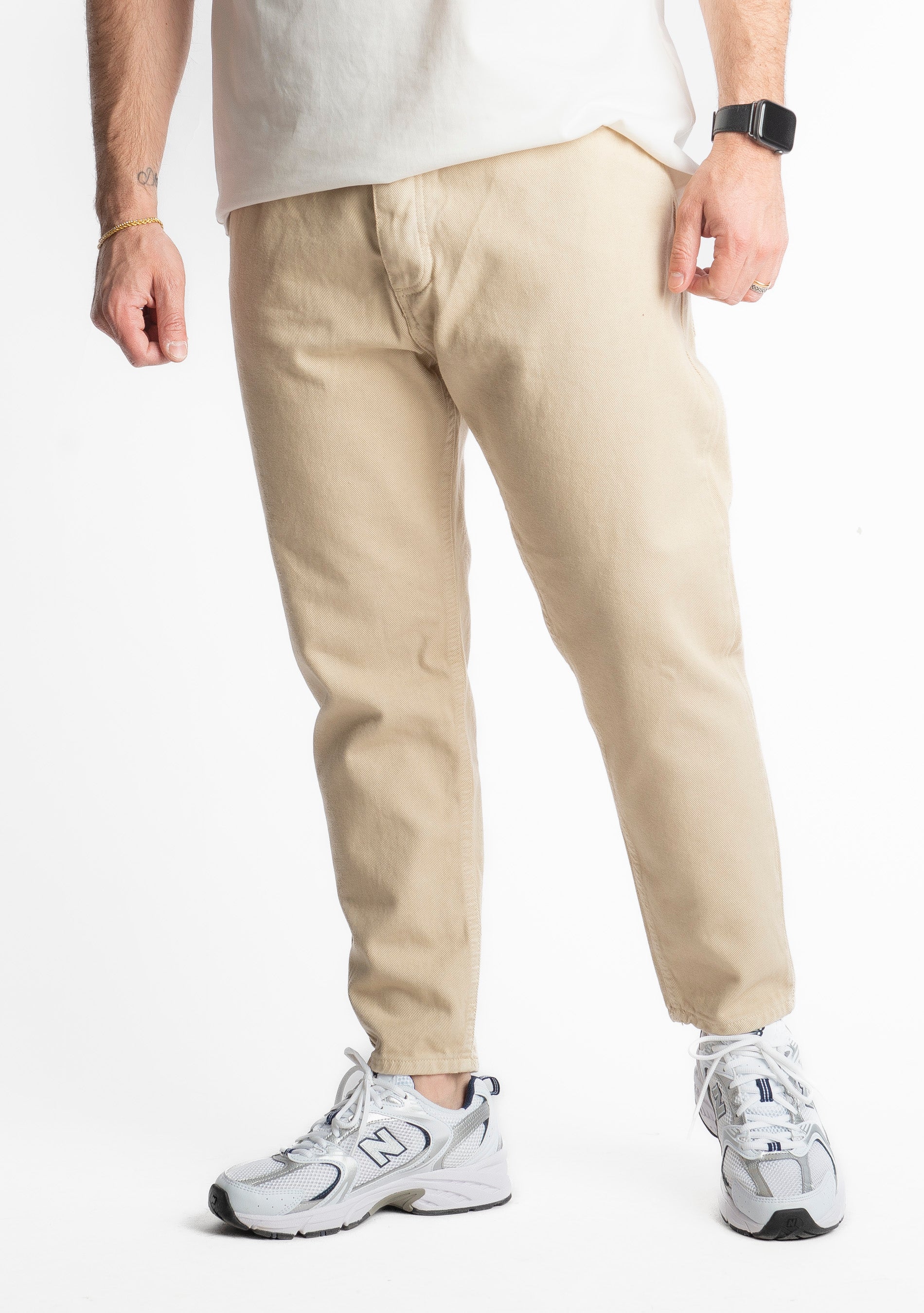 Jeans Uomo Carrot Fit Beige
