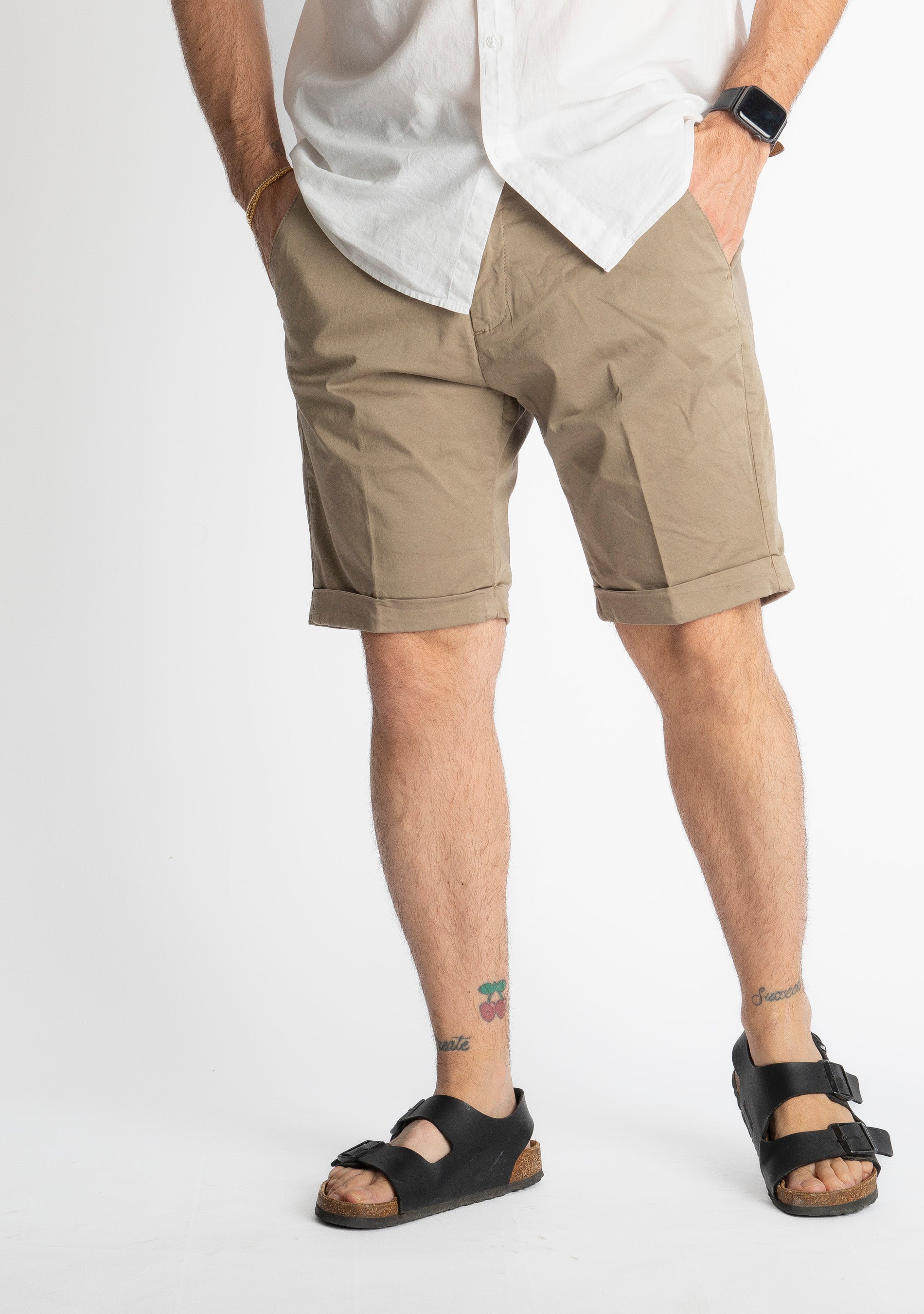 Bermuda Raso Cotone Fango