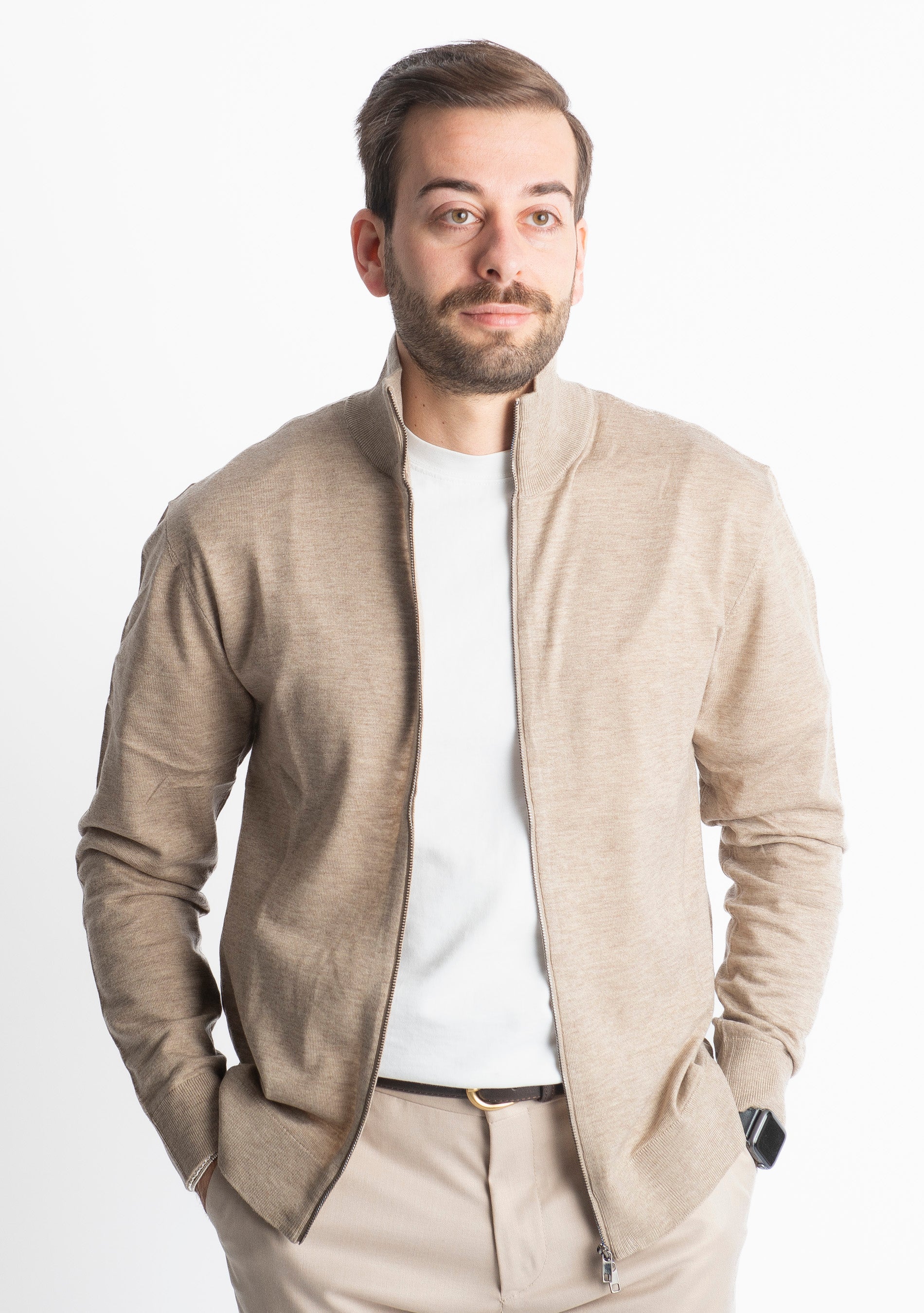 Cardigan Full Zip IT007 Beige