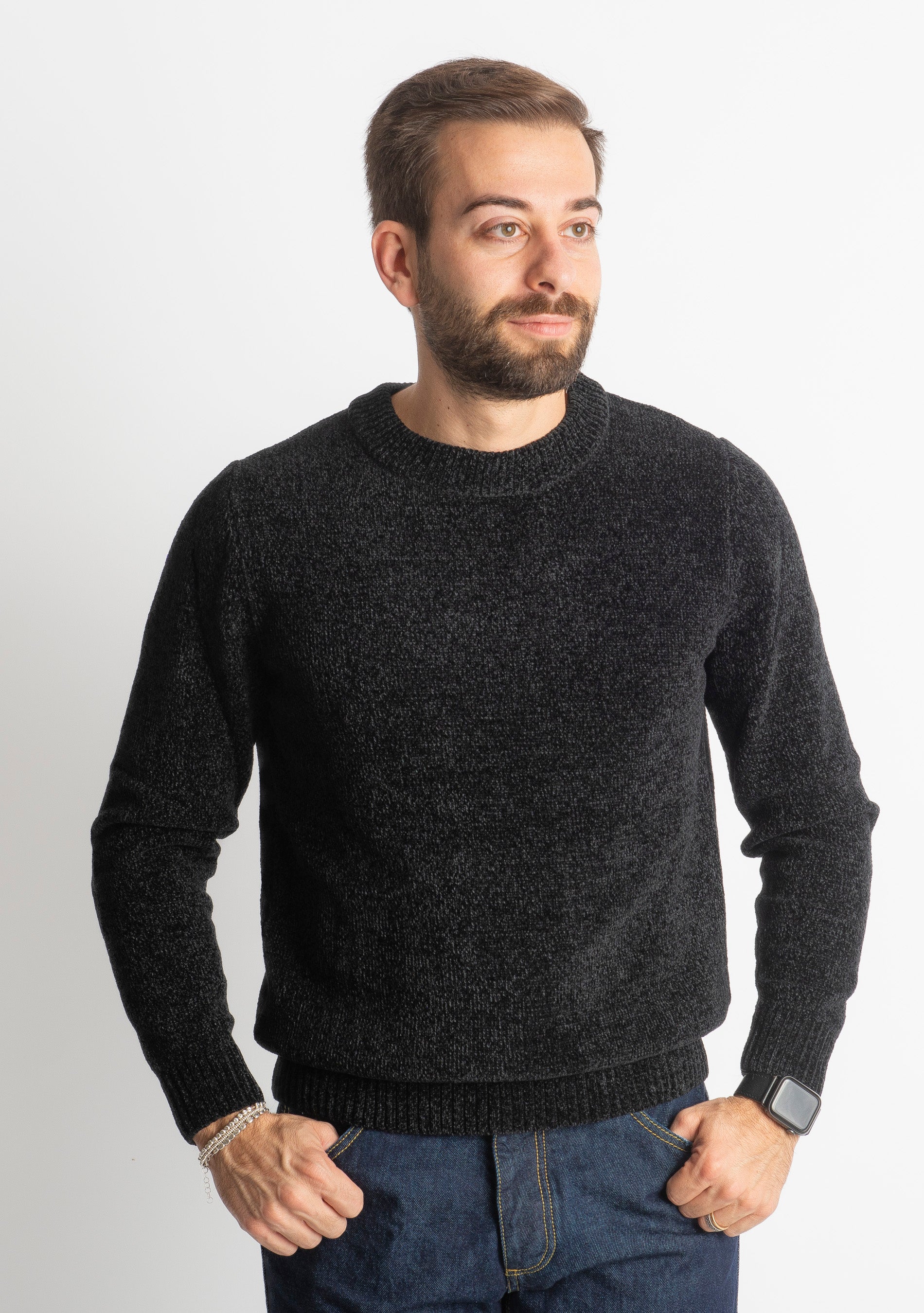 Maglione in Ciniglia 21027 Nero