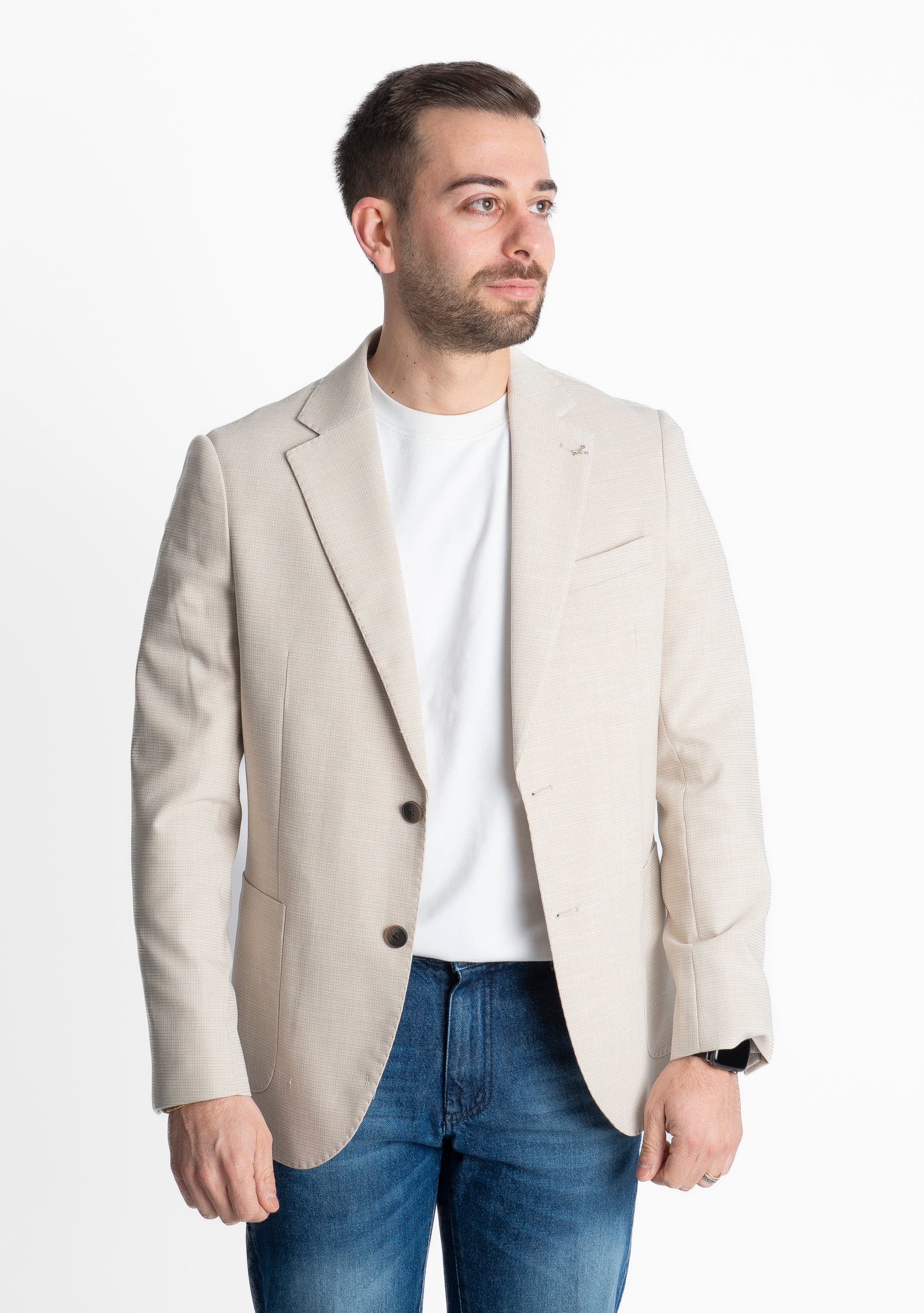 Giacca Monopetto Con Motivo Beige