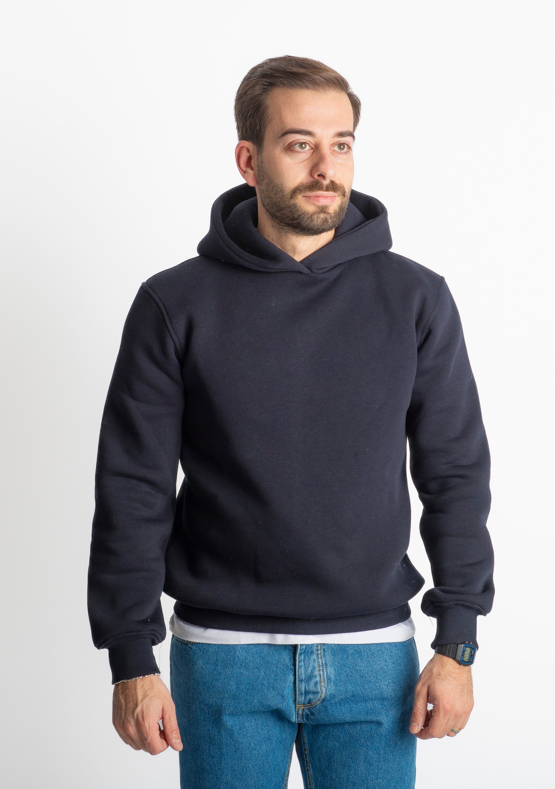 Felpa Uomo Con Cappuccio 0310 Blu Notte