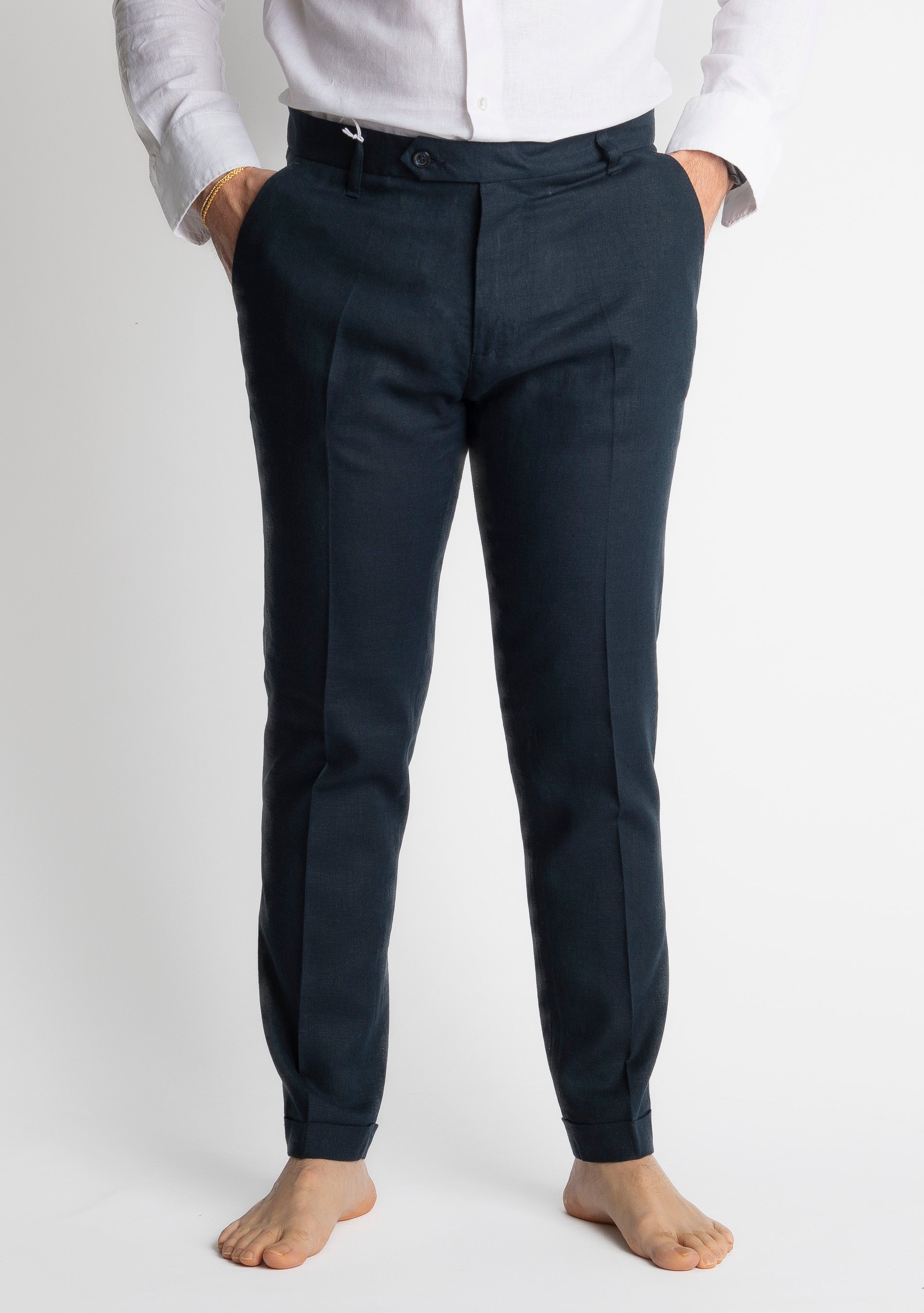 Pantalone TO8008 Miller in Lino Blu
