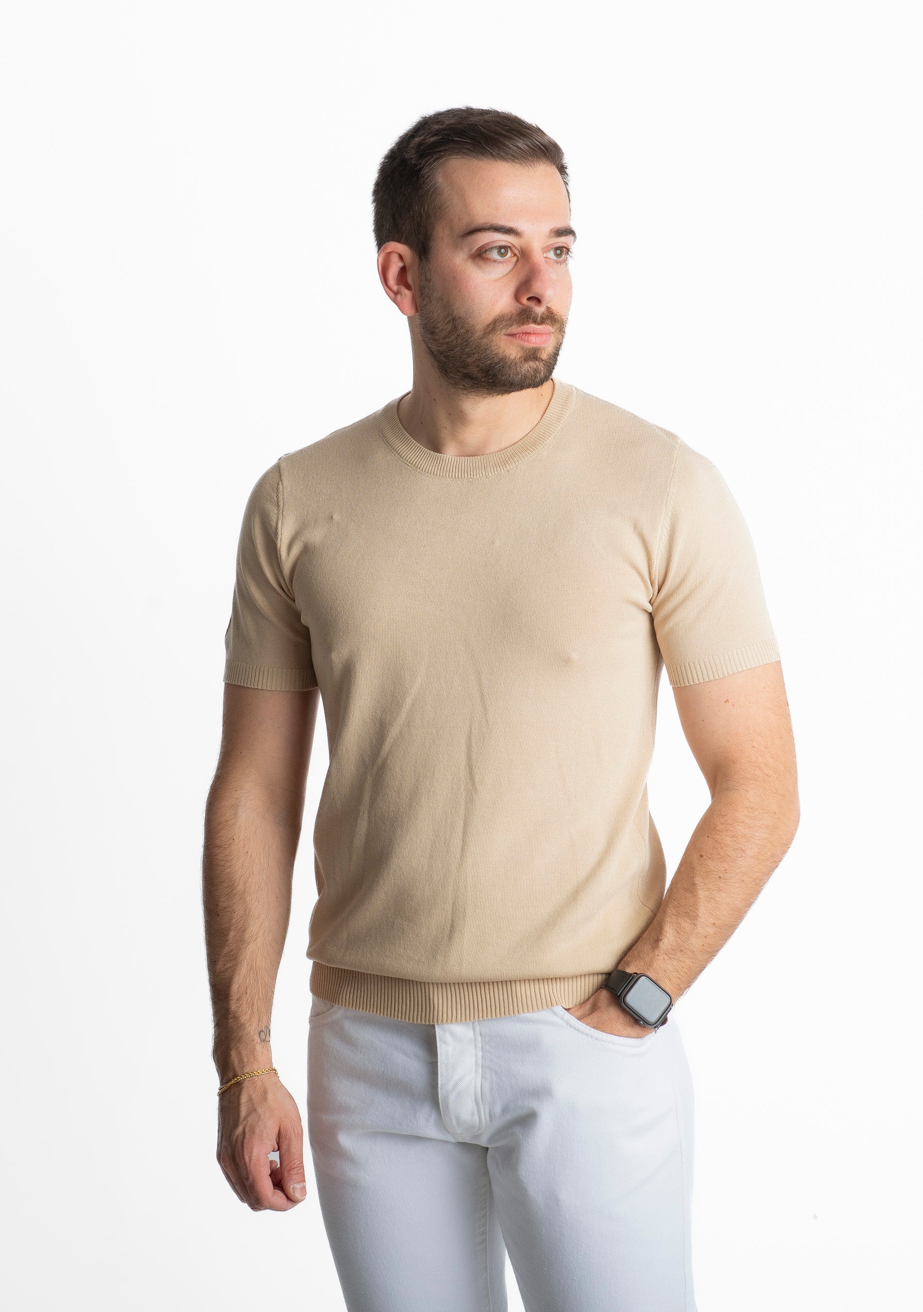 T-shirt in Maglia Beige