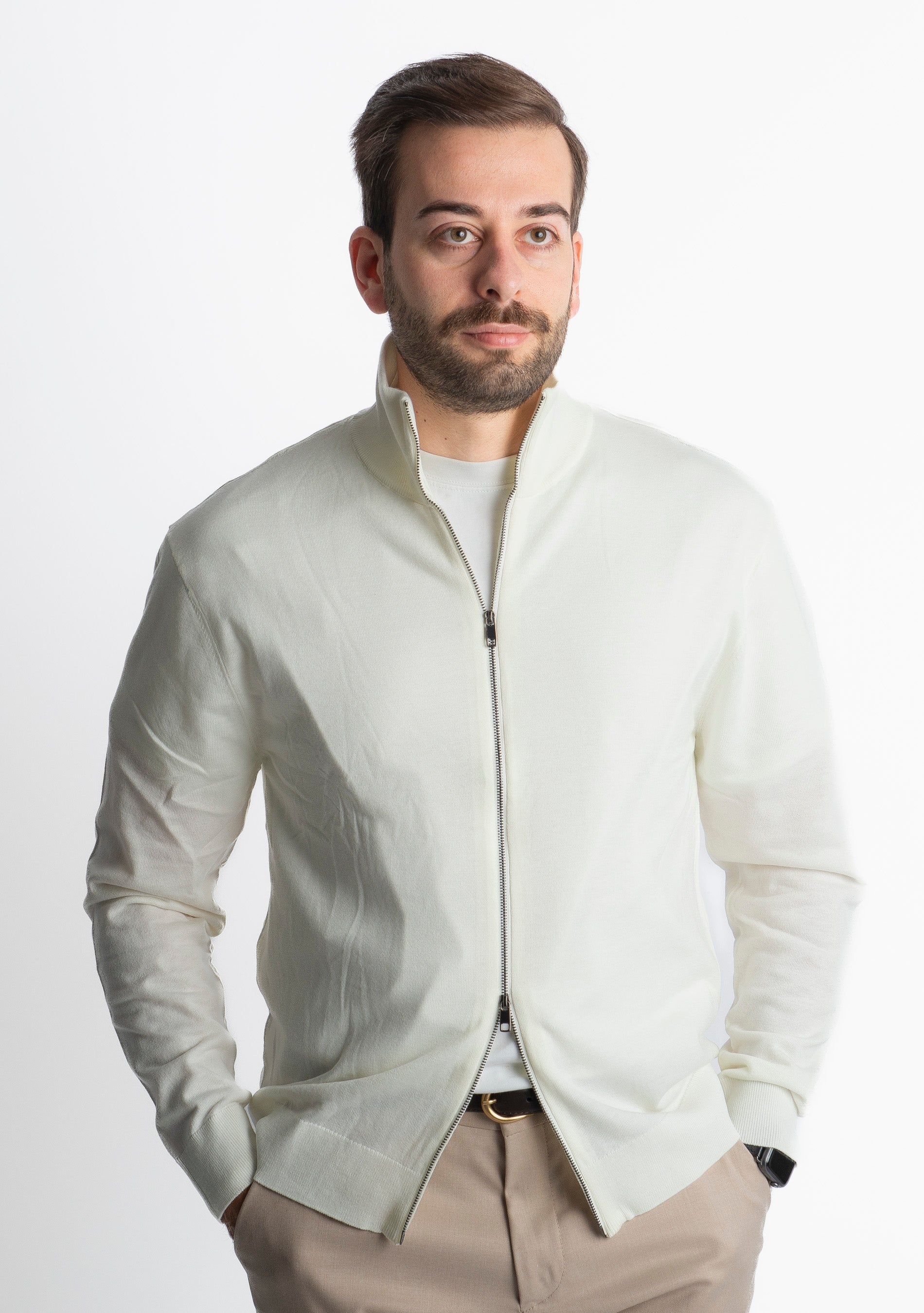 Cardigan Full Zip IT007 Panna