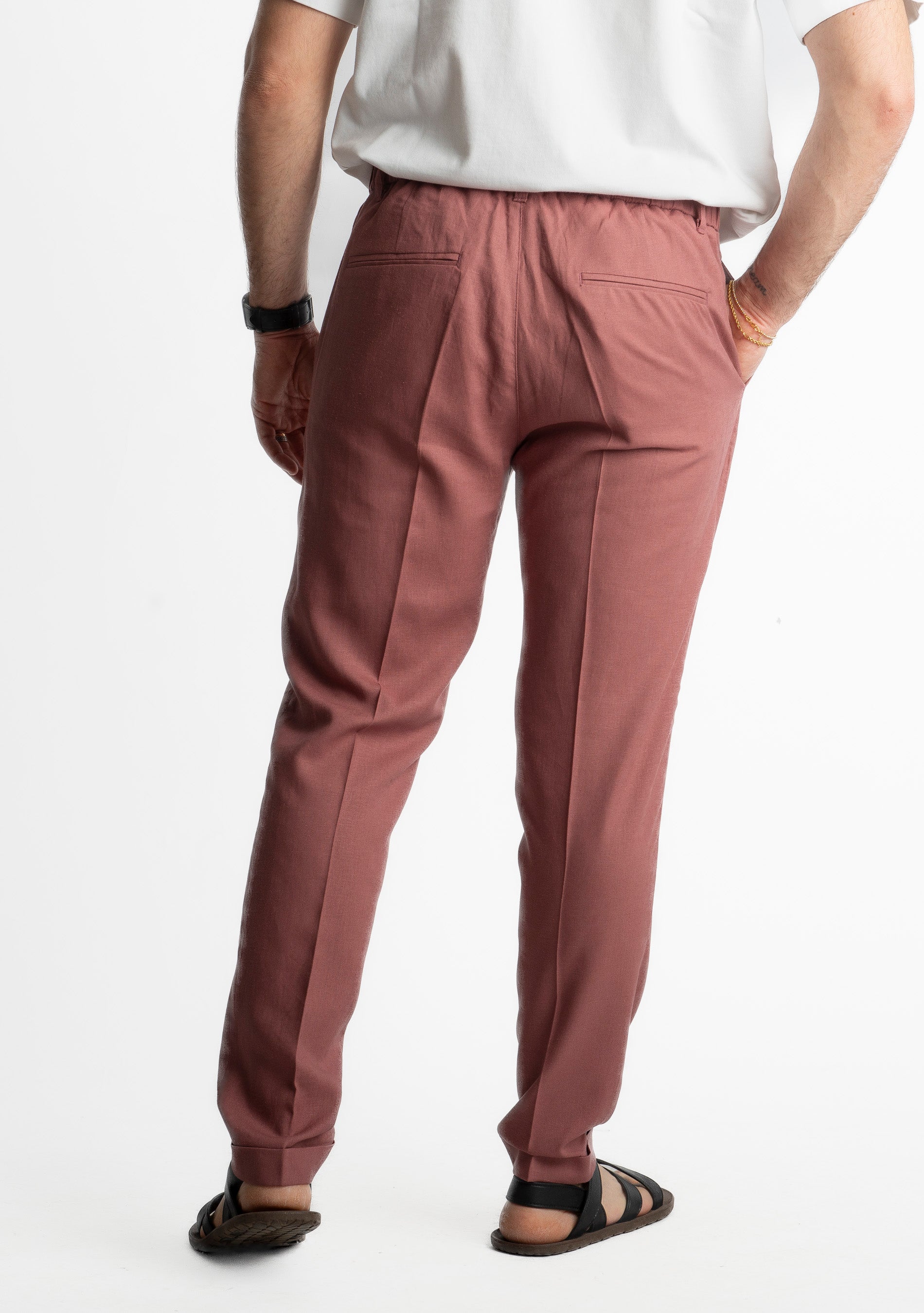 Pantalone in Lino con Elastico TO8007 Cipolla