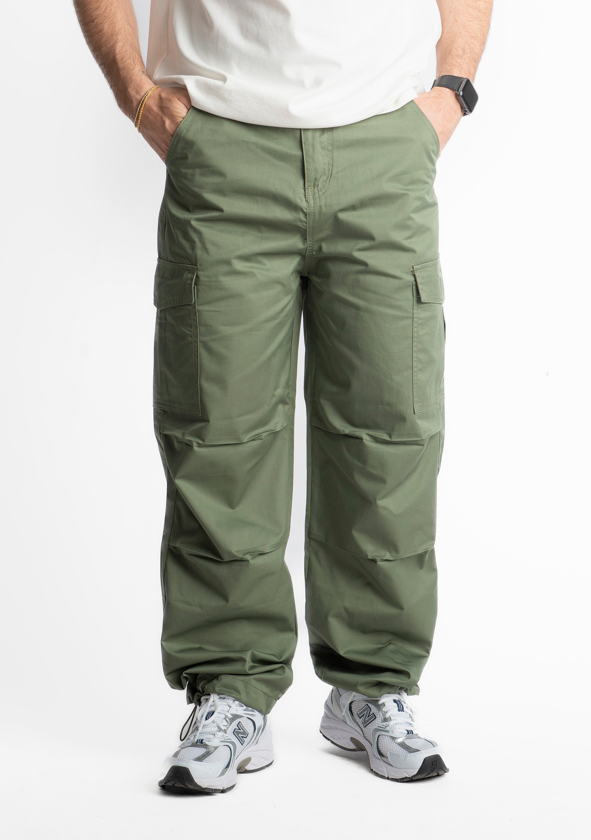 Pantalone Cargo con Coulisse in vita Verde