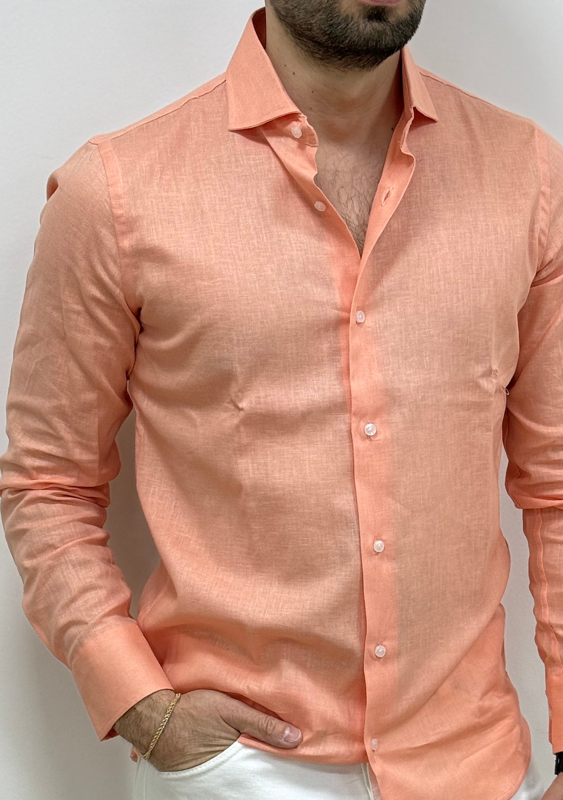Camicia Uomo Lino Pesca