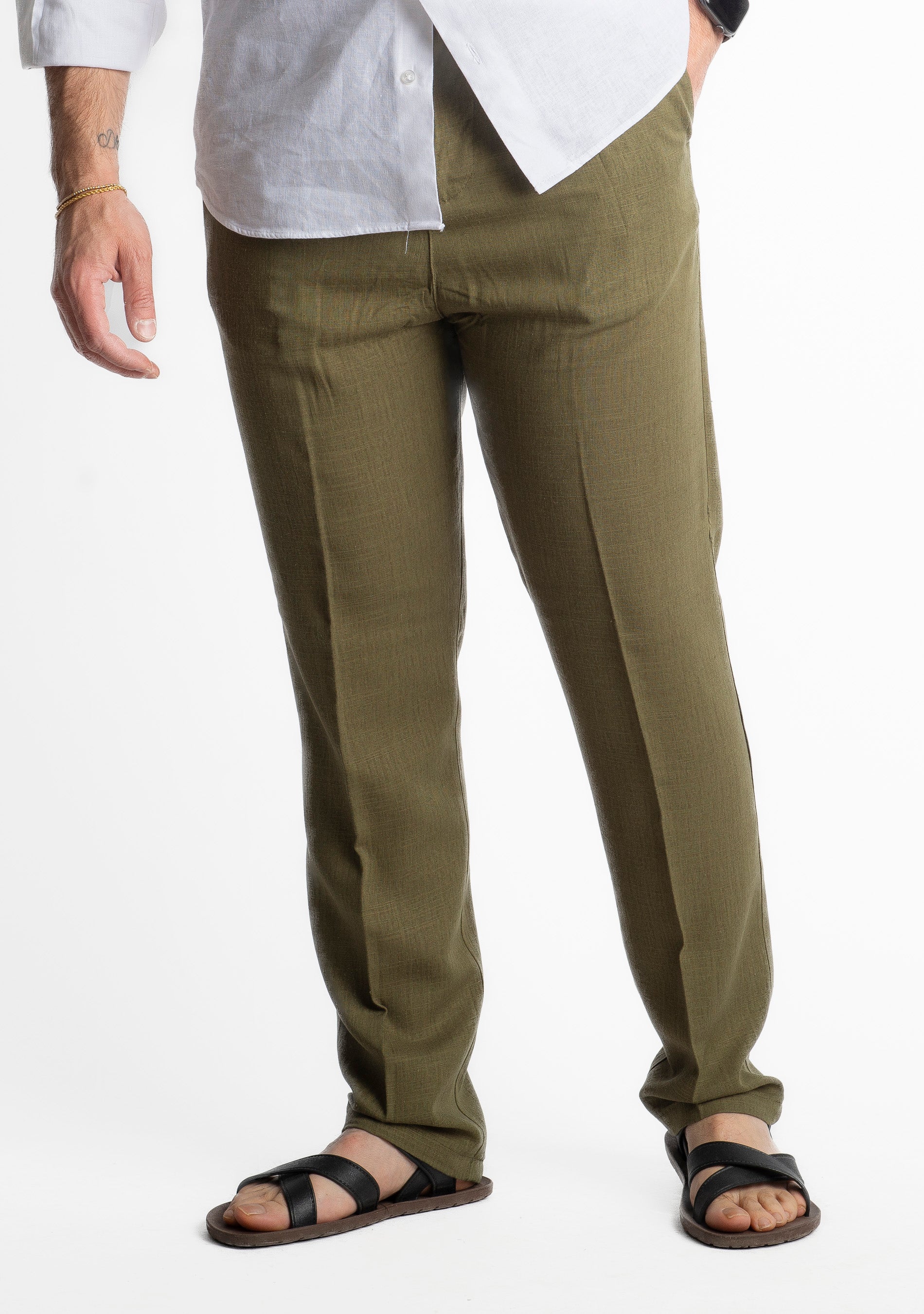 Pantalone in Lino Officine Borboniche Verde